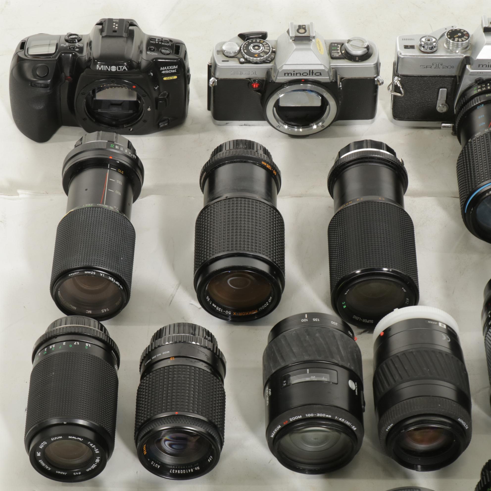 Minolta Camera Bodies and Assorted Lenses