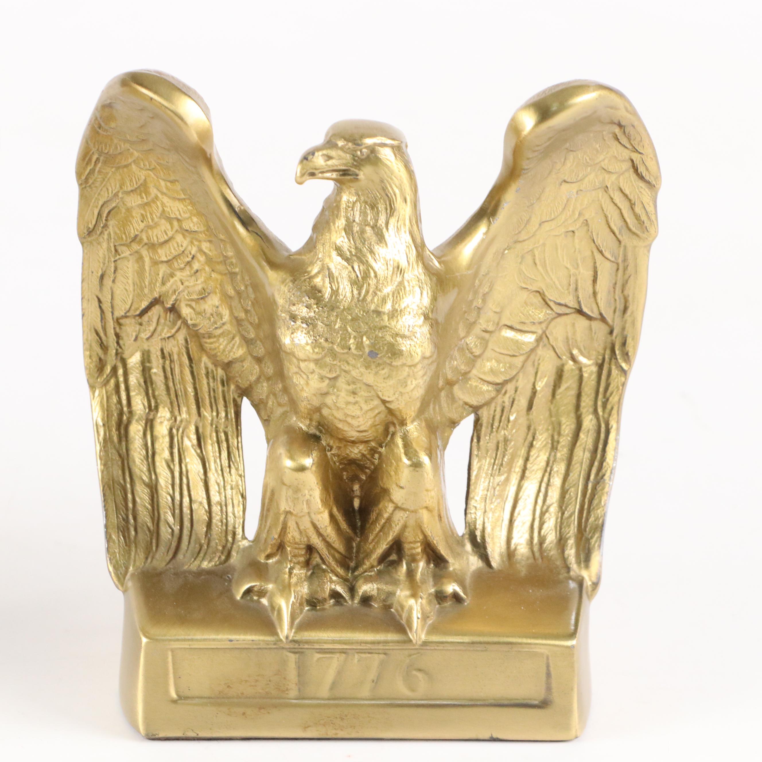Brass Double Arm Student Lamp with PM Craftsman American Eagle Brass Bookends