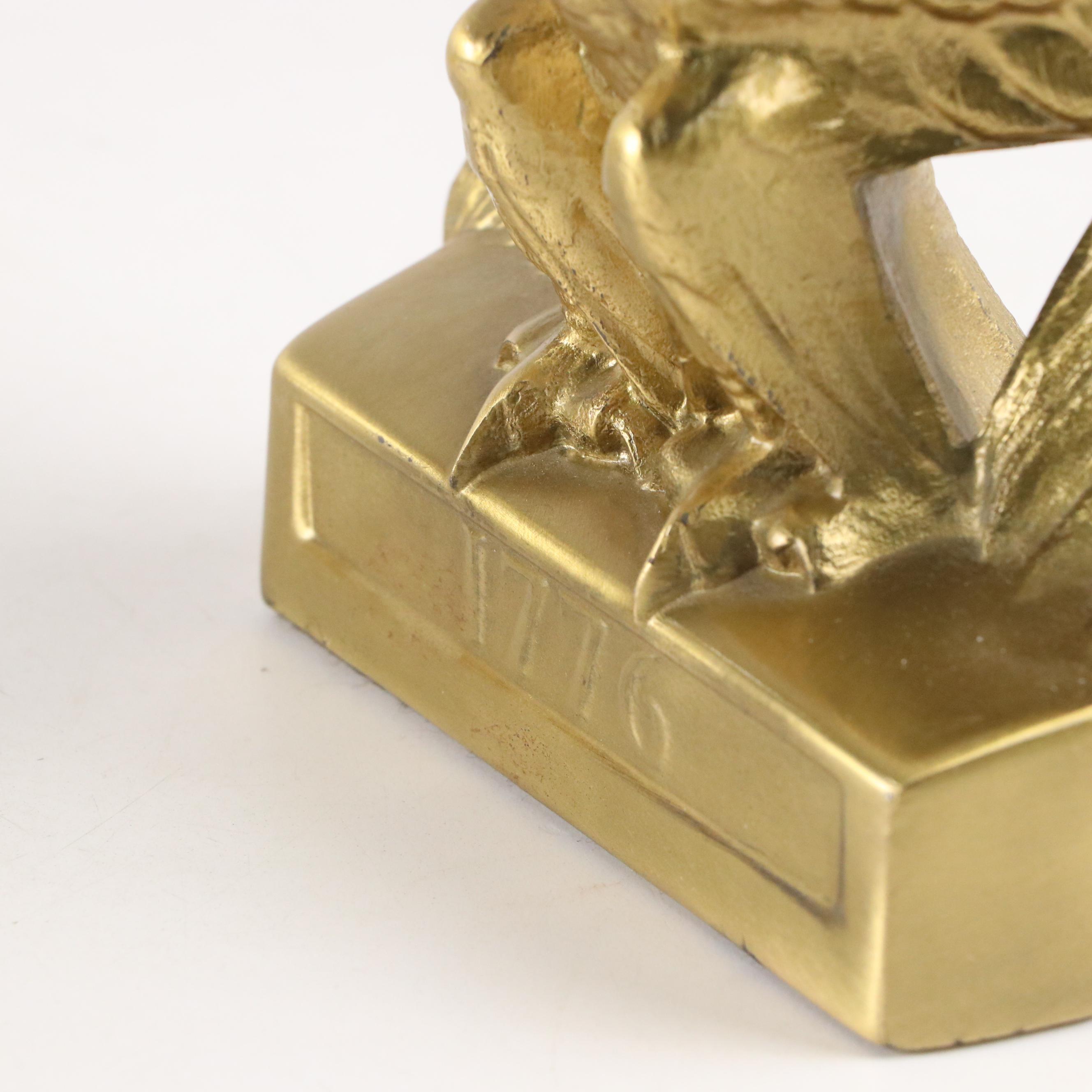 Brass Double Arm Student Lamp with PM Craftsman American Eagle Brass Bookends