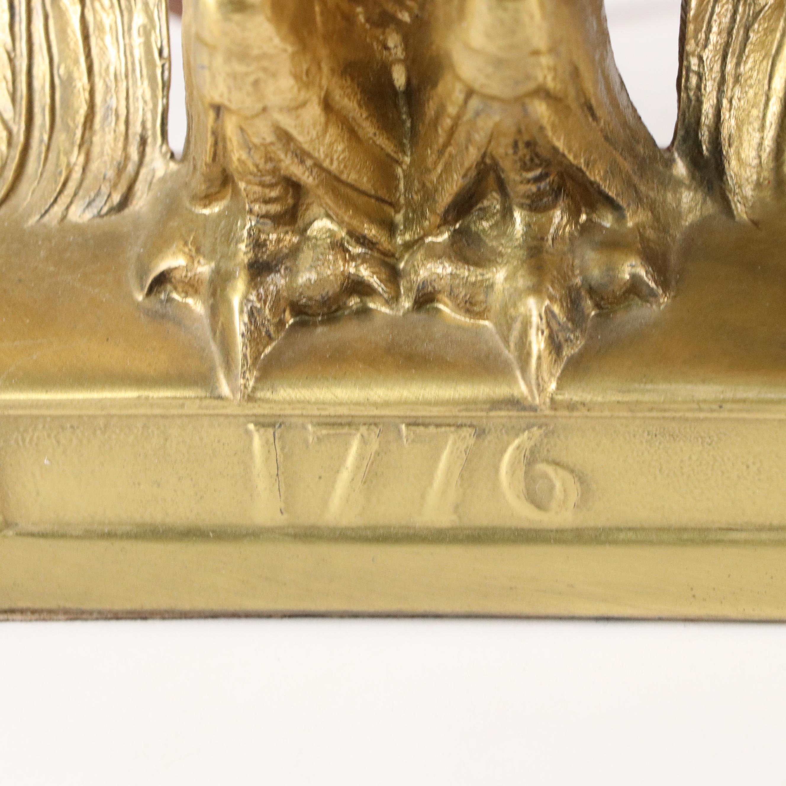 Brass Double Arm Student Lamp with PM Craftsman American Eagle Brass Bookends