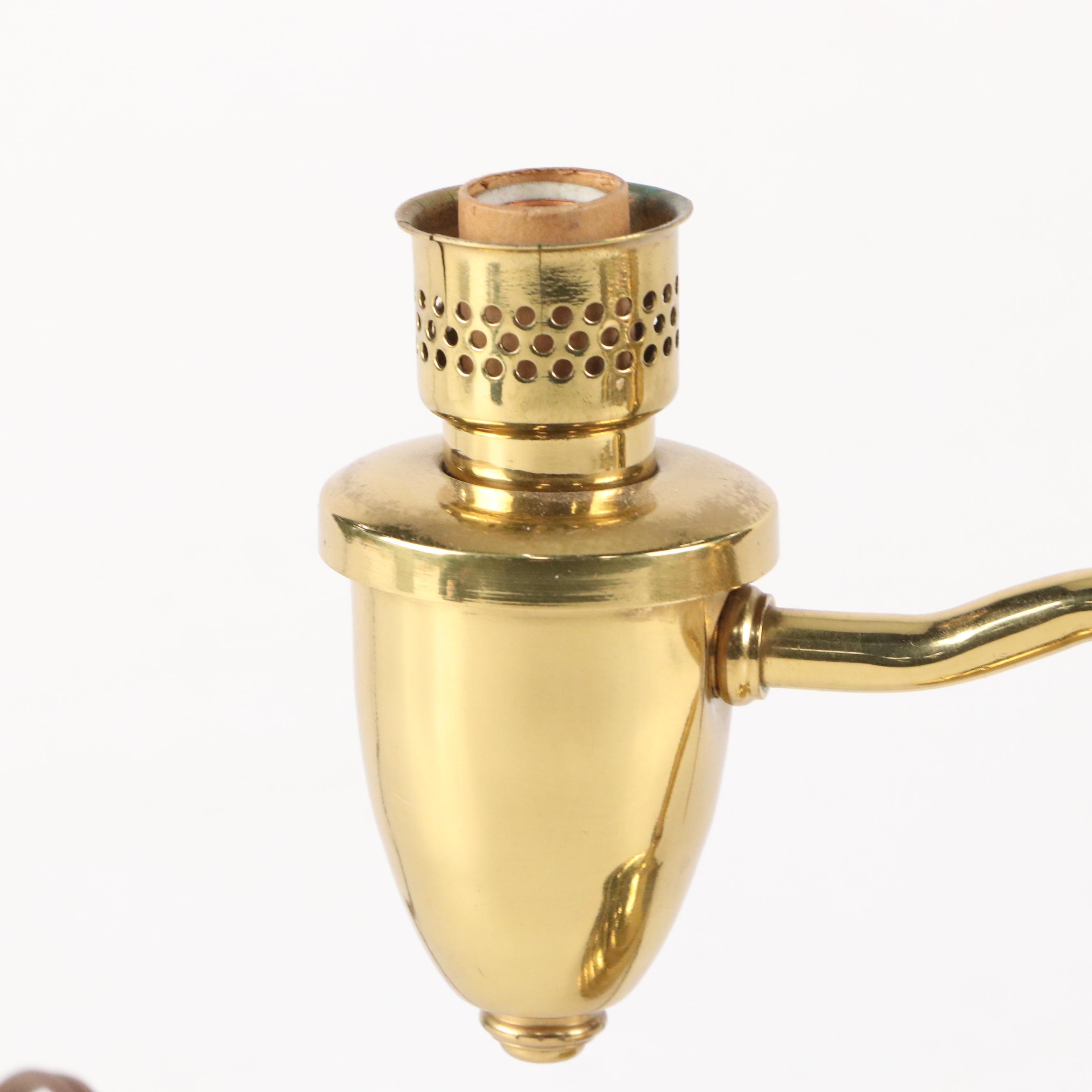 Brass Double Arm Student Lamp with PM Craftsman American Eagle Brass Bookends