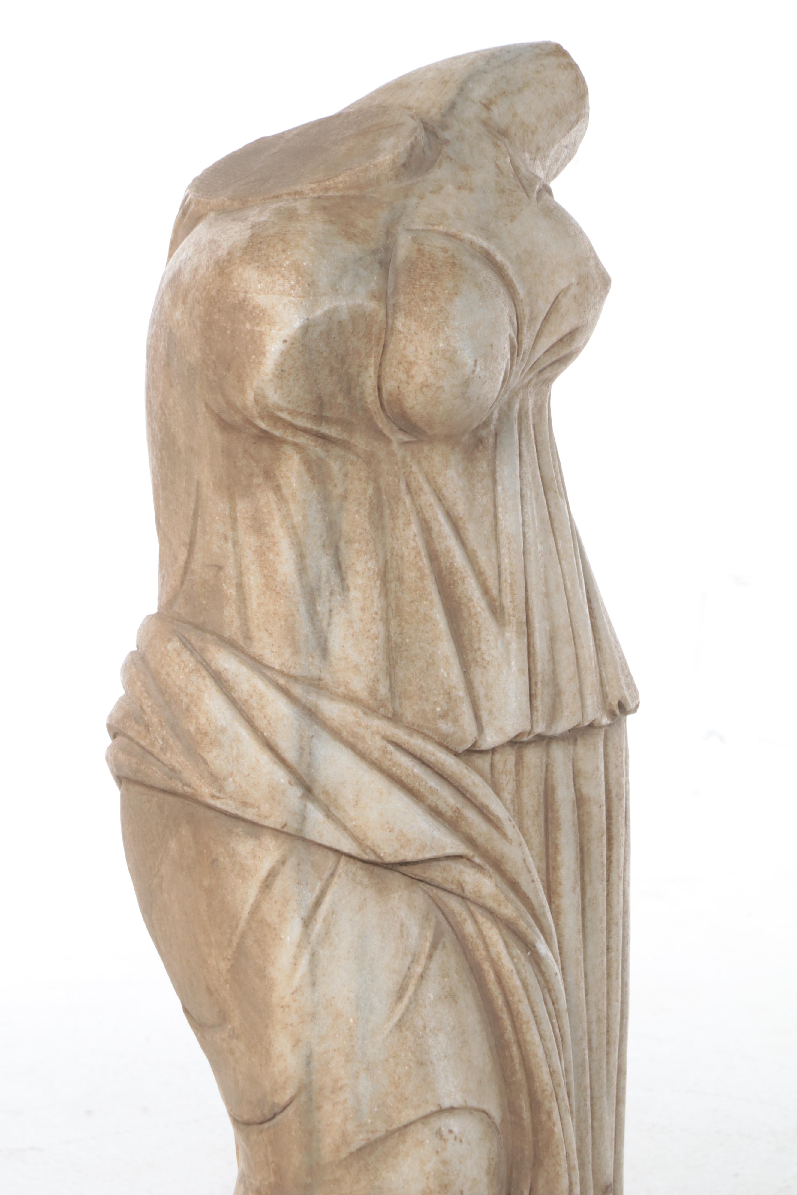 Carved Stone Classical Style Female Form Sculpture