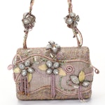 Mary Frances Jeweled Flower and Bead Encrusted Clamshell Handbag