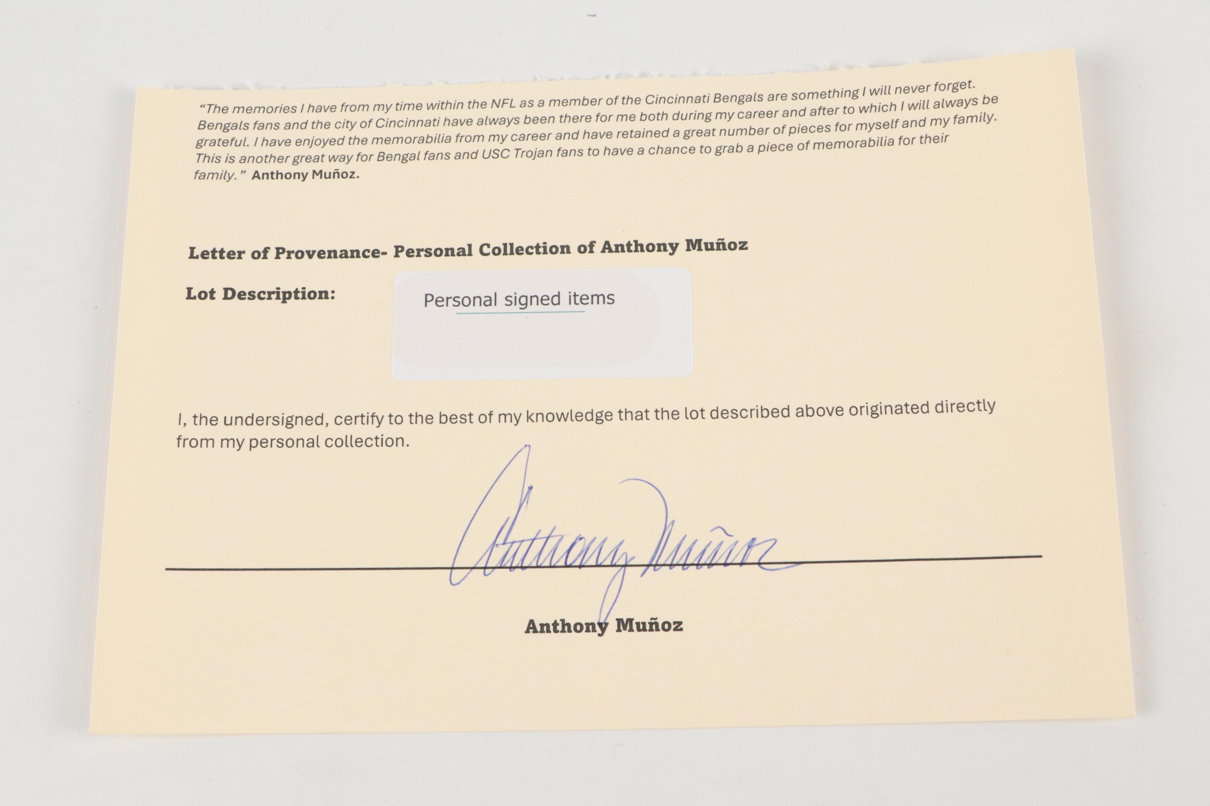 Anthony Muñoz Signed USC Rose Bowl Pennant and Print