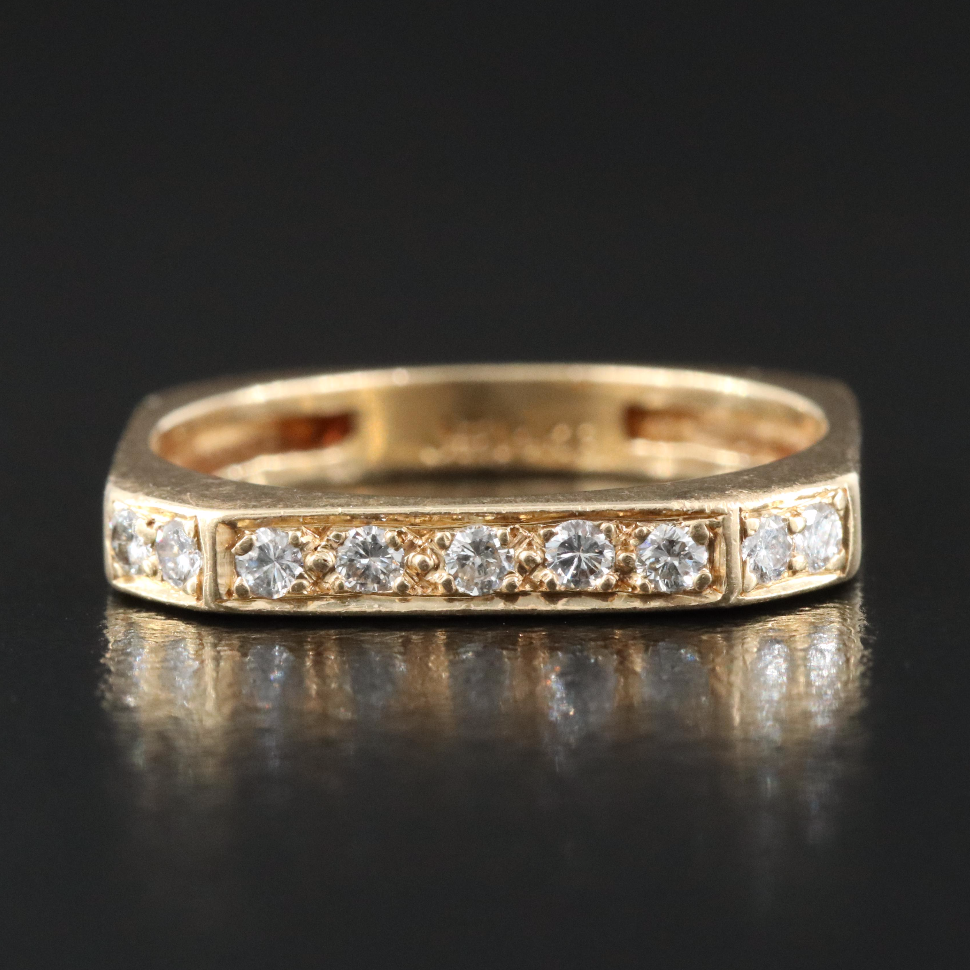 14K 0.20 CTW Diamond Square Shank Ring