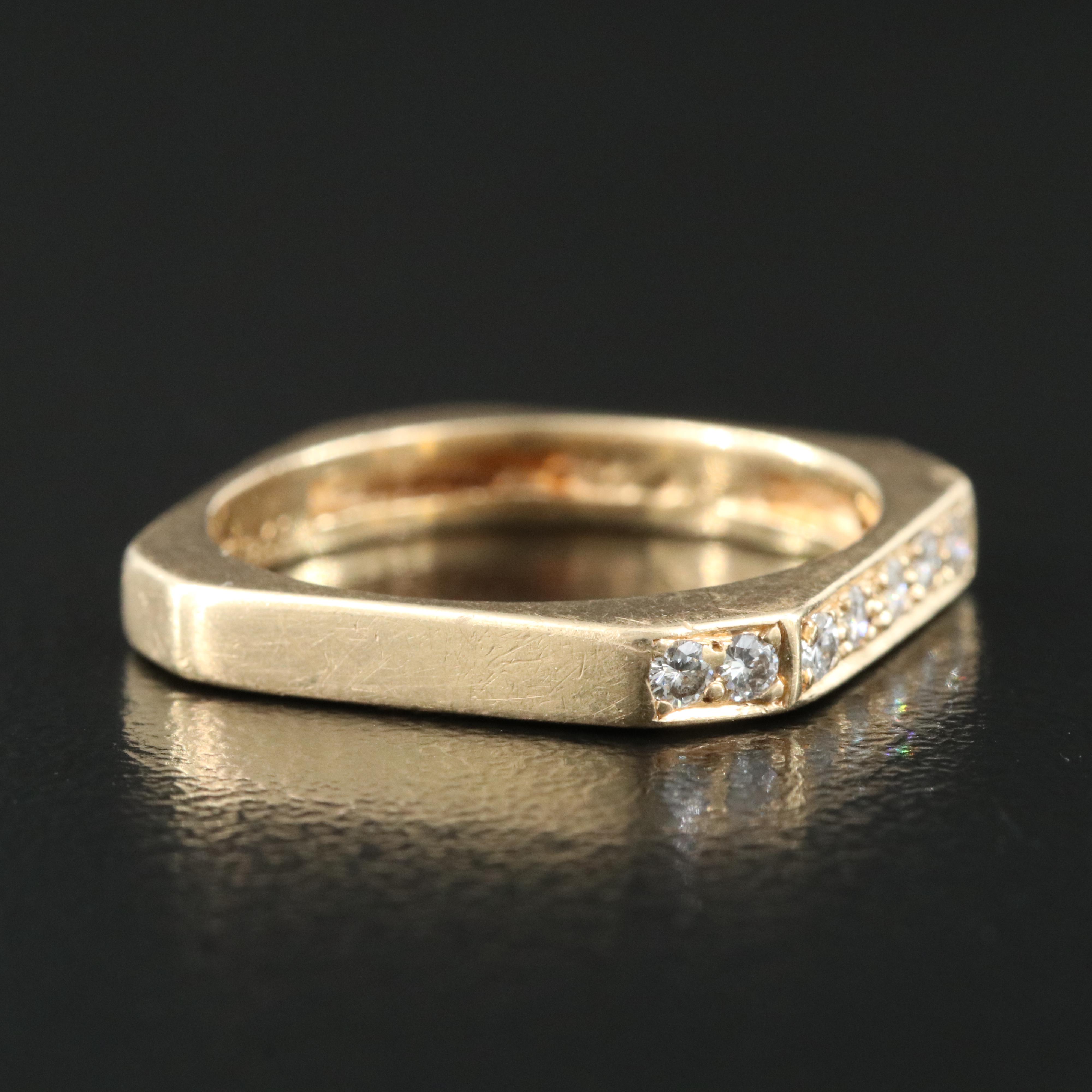 14K 0.20 CTW Diamond Square Shank Ring