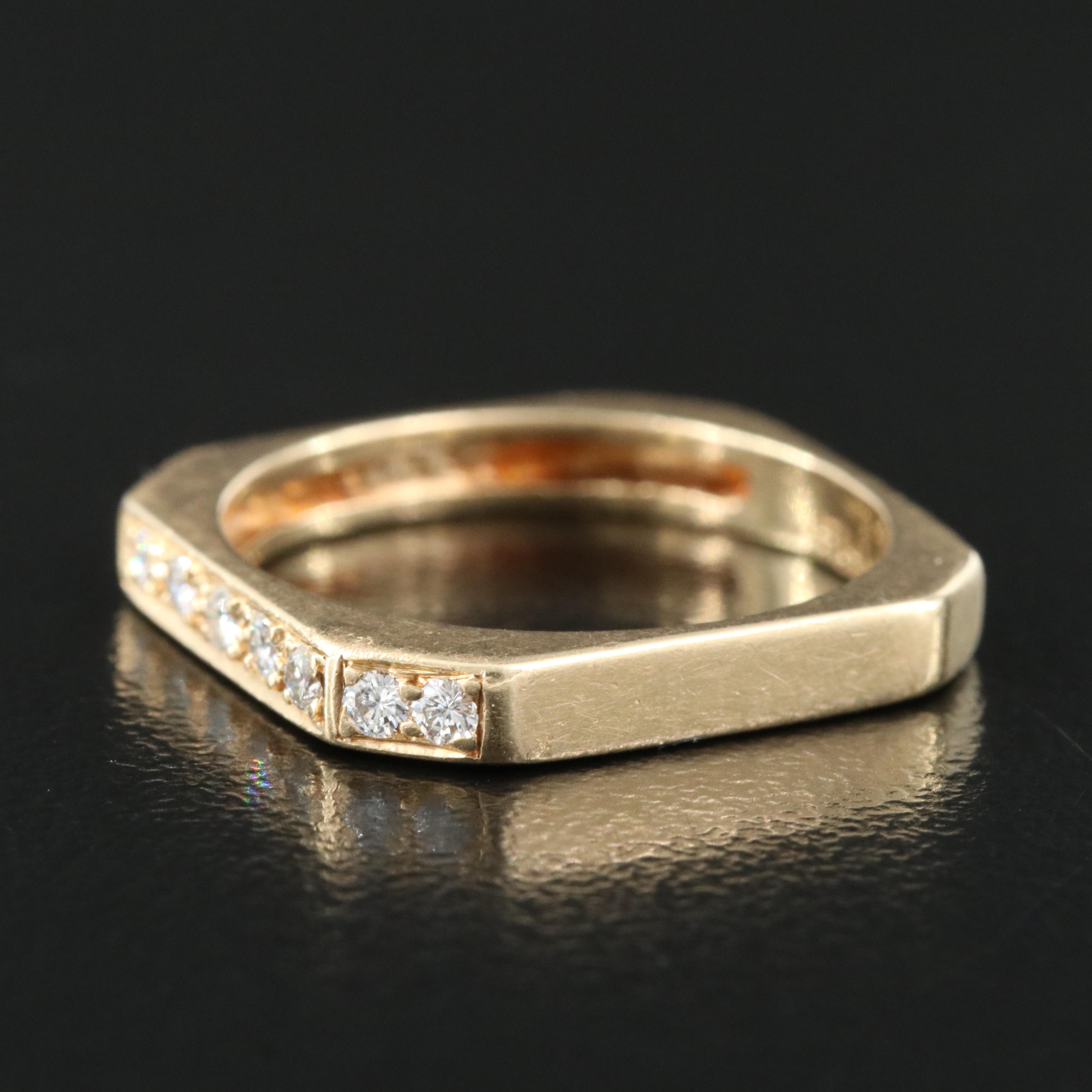 14K 0.20 CTW Diamond Square Shank Ring