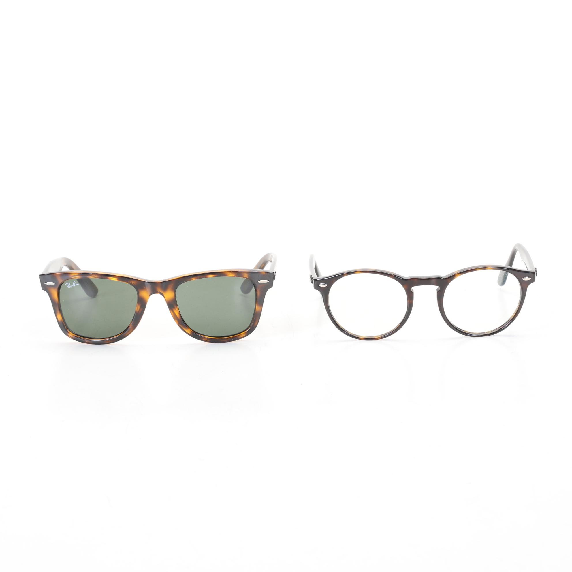 Ray-Ban RB 4340 Wayfarer Sunglasses and RB 5283 Tortoise Prescription Glasses
