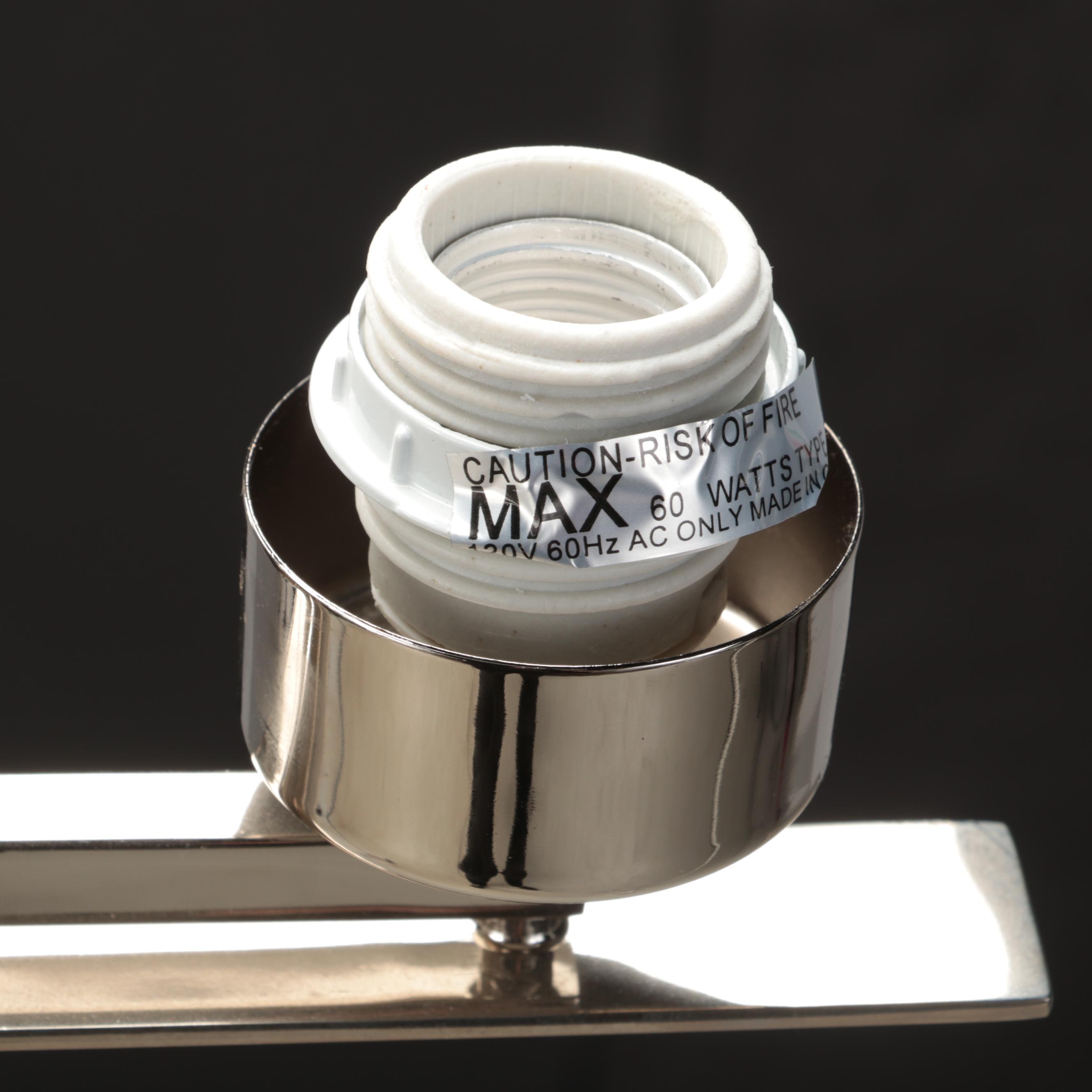 MCM Style Chrome With White Shade Five Arm Chandelier