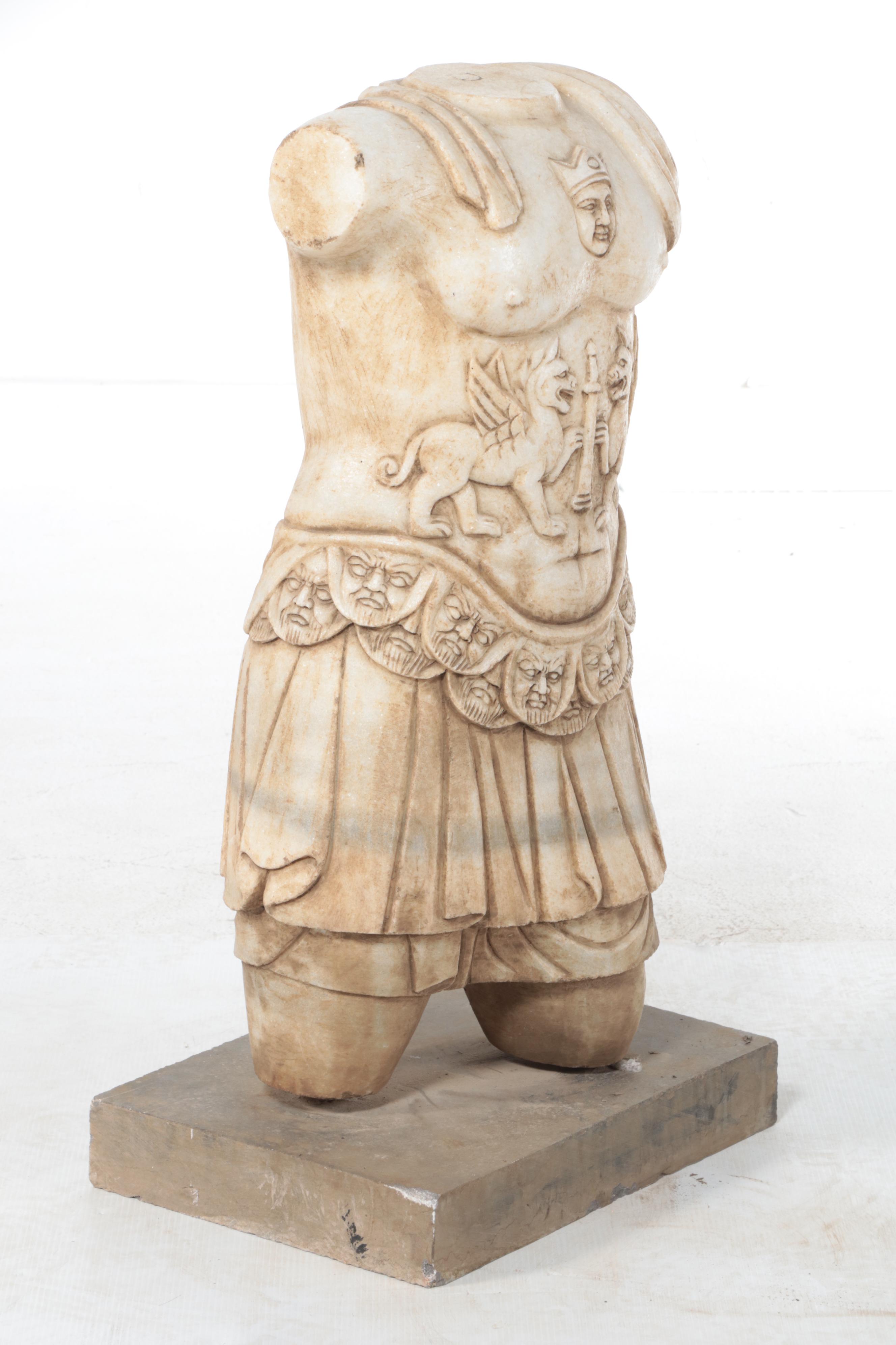 Roman/Classical Style Carved Stone Male Torso