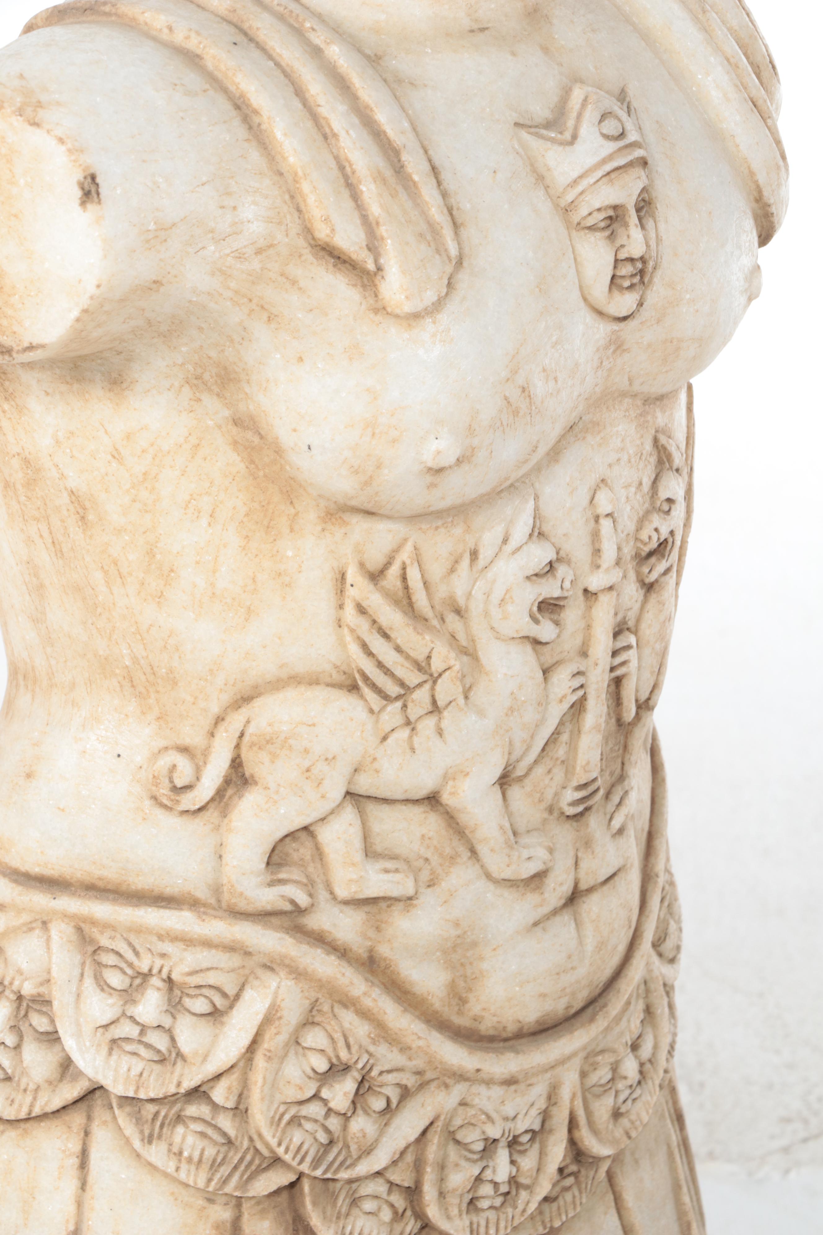 Roman/Classical Style Carved Stone Male Torso