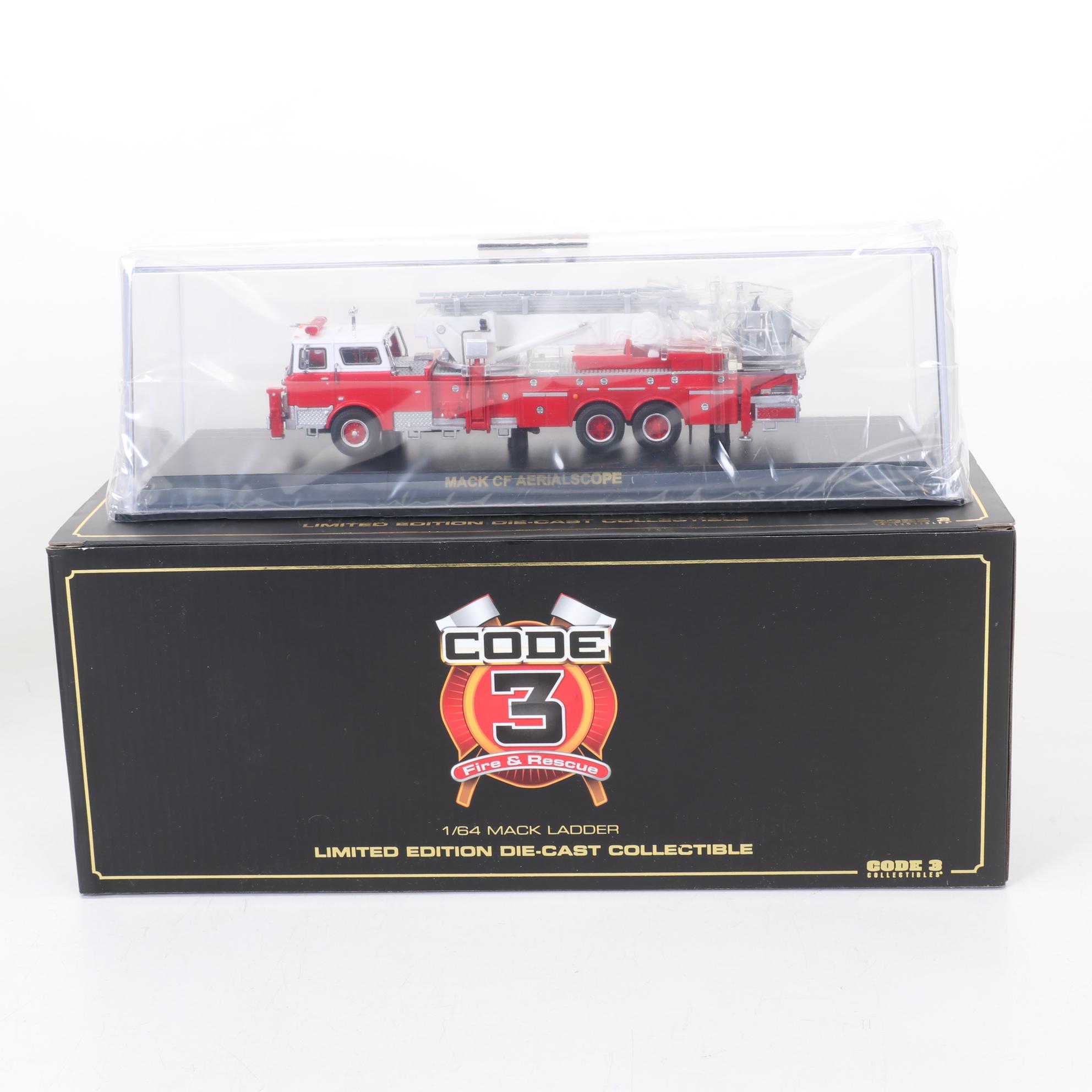 Five Code 3 Limited Edition Die Cast 1/64 Scale Fire Trucks, 21st Century
