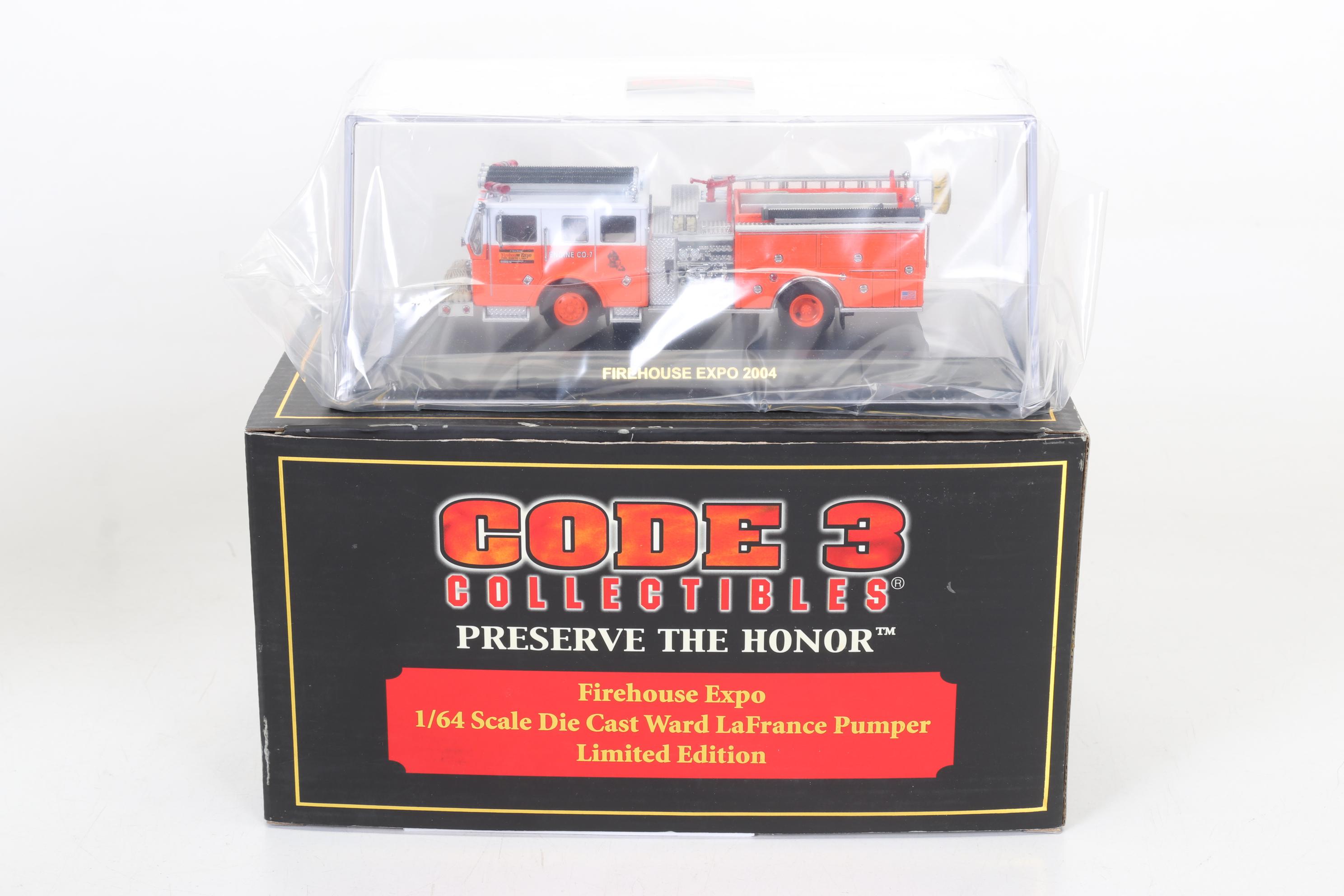Five Code 3 Limited Edition Die Cast 1/64 Scale Fire Trucks, 21st Century