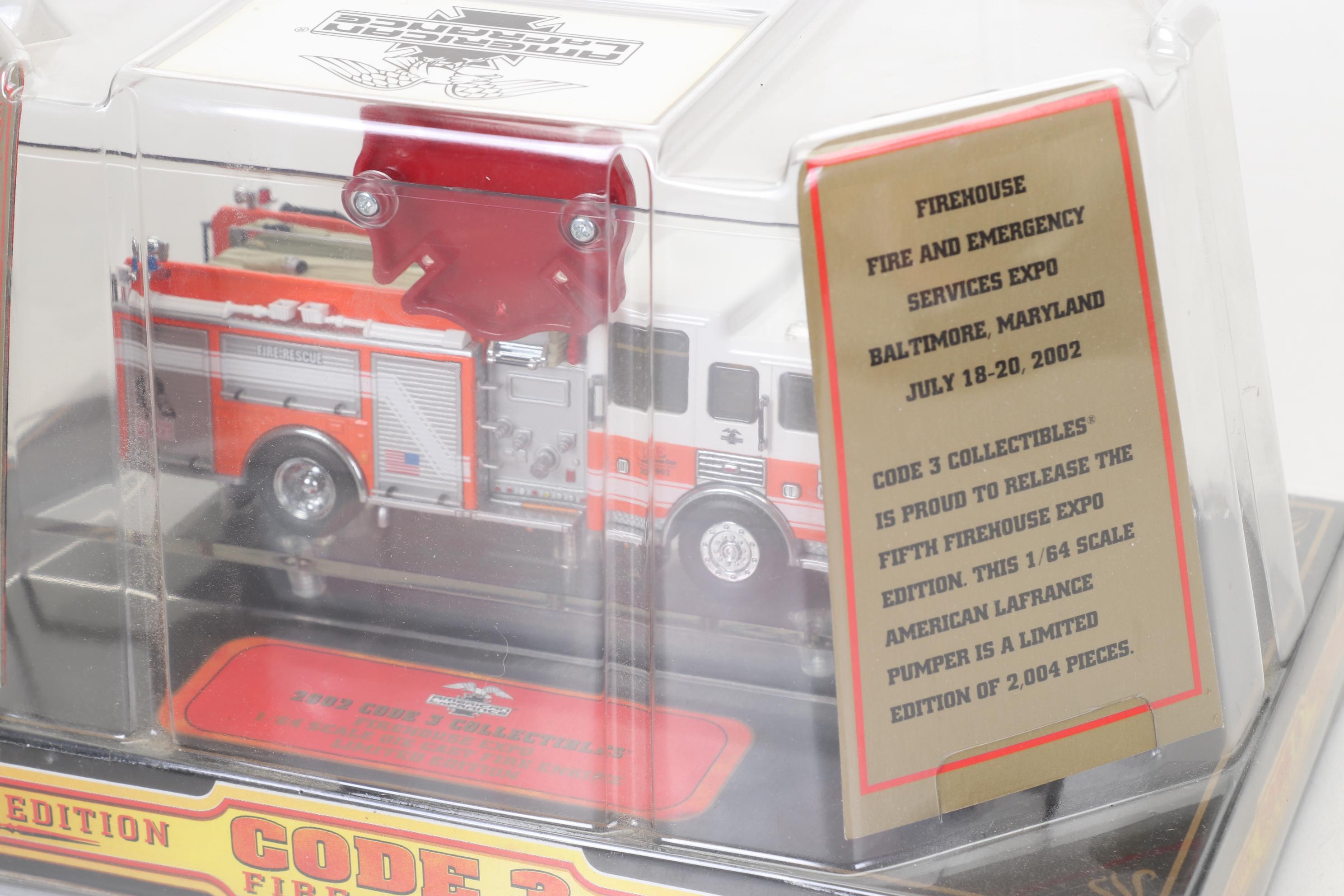 Five Code 3 Limited Edition Die Cast 1/64 Scale Fire Trucks, 21st Century