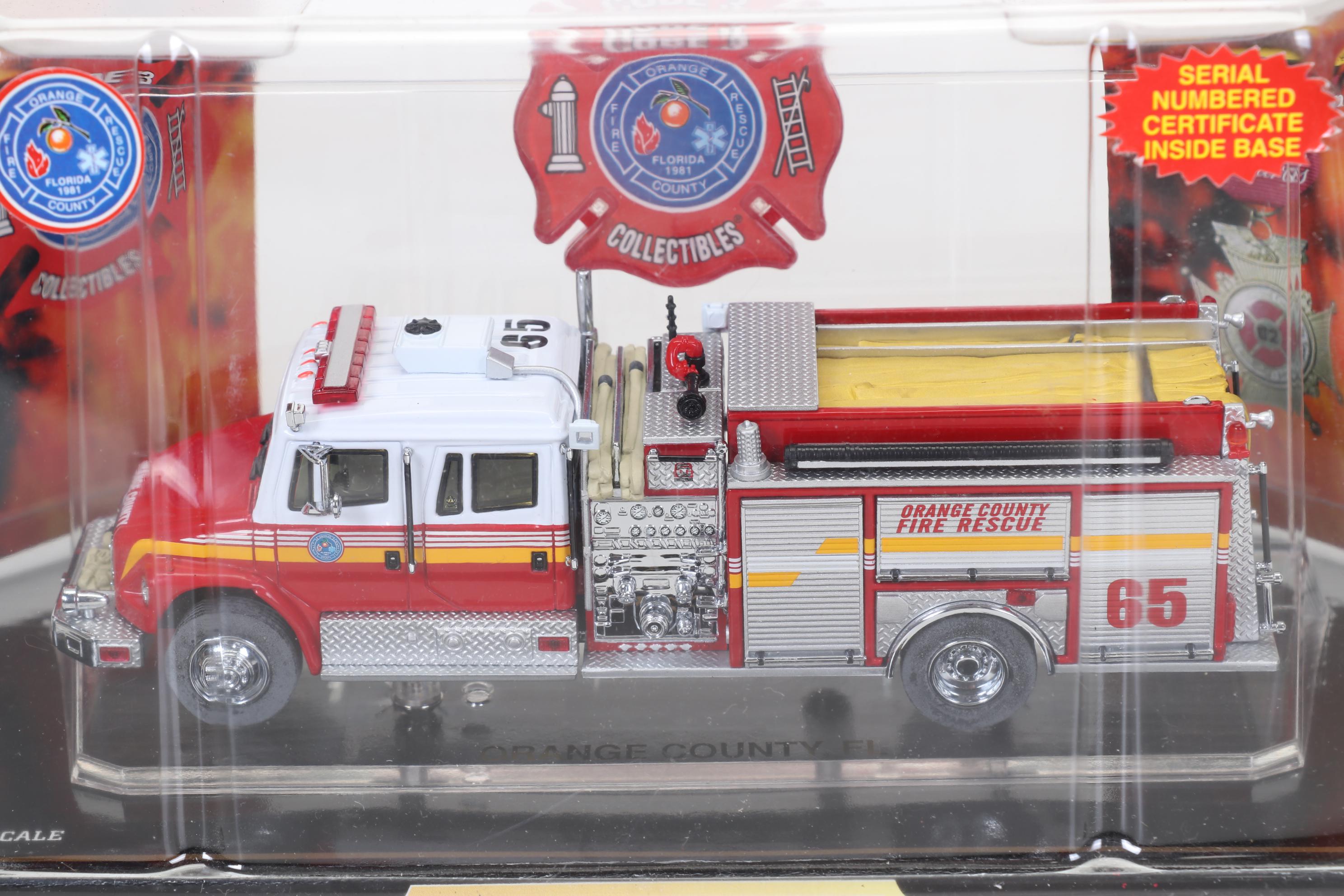 Five Code 3 Limited Edition Die Cast 1/64 Scale Fire Trucks, 21st Century