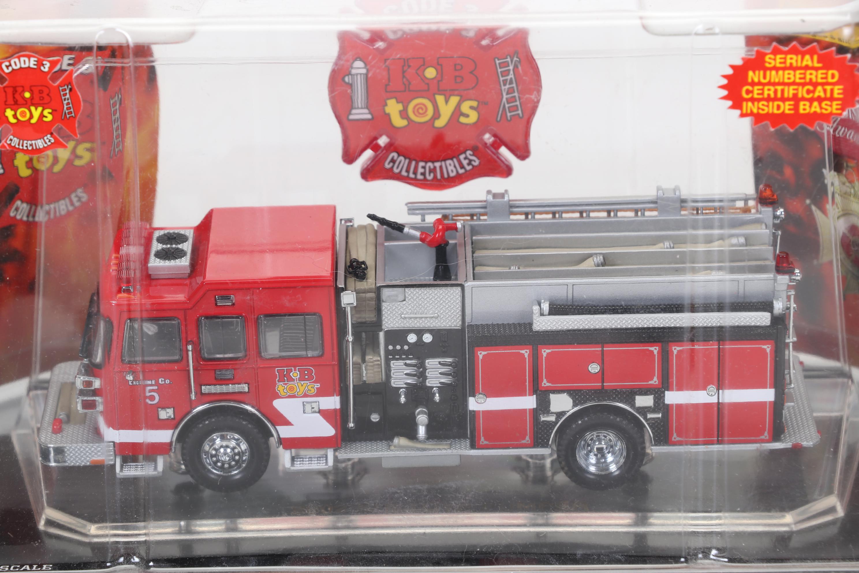 Five Code 3 Limited Edition Die Cast 1/64 Scale Fire Trucks, 21st Century