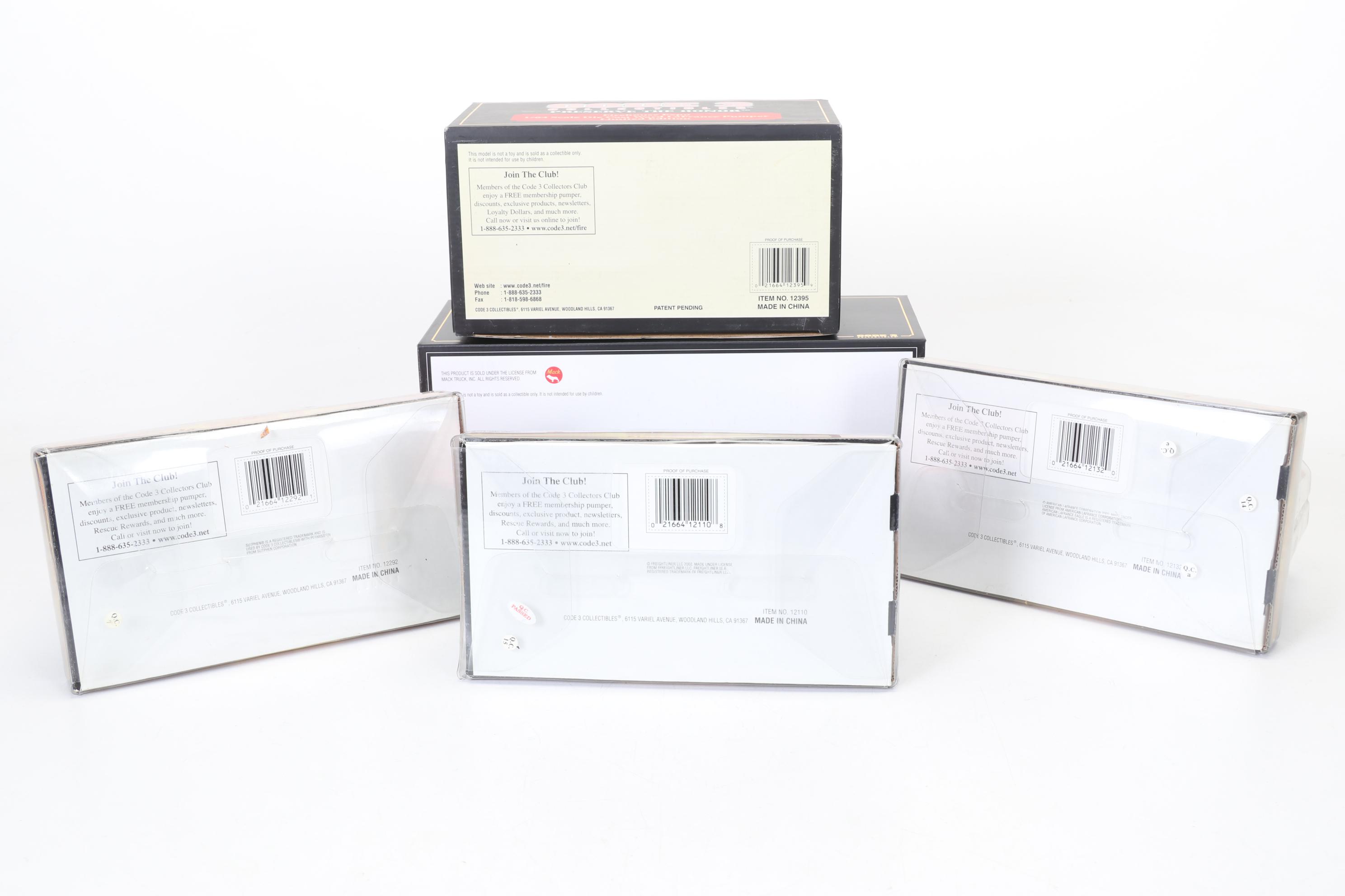 Five Code 3 Limited Edition Die Cast 1/64 Scale Fire Trucks, 21st Century