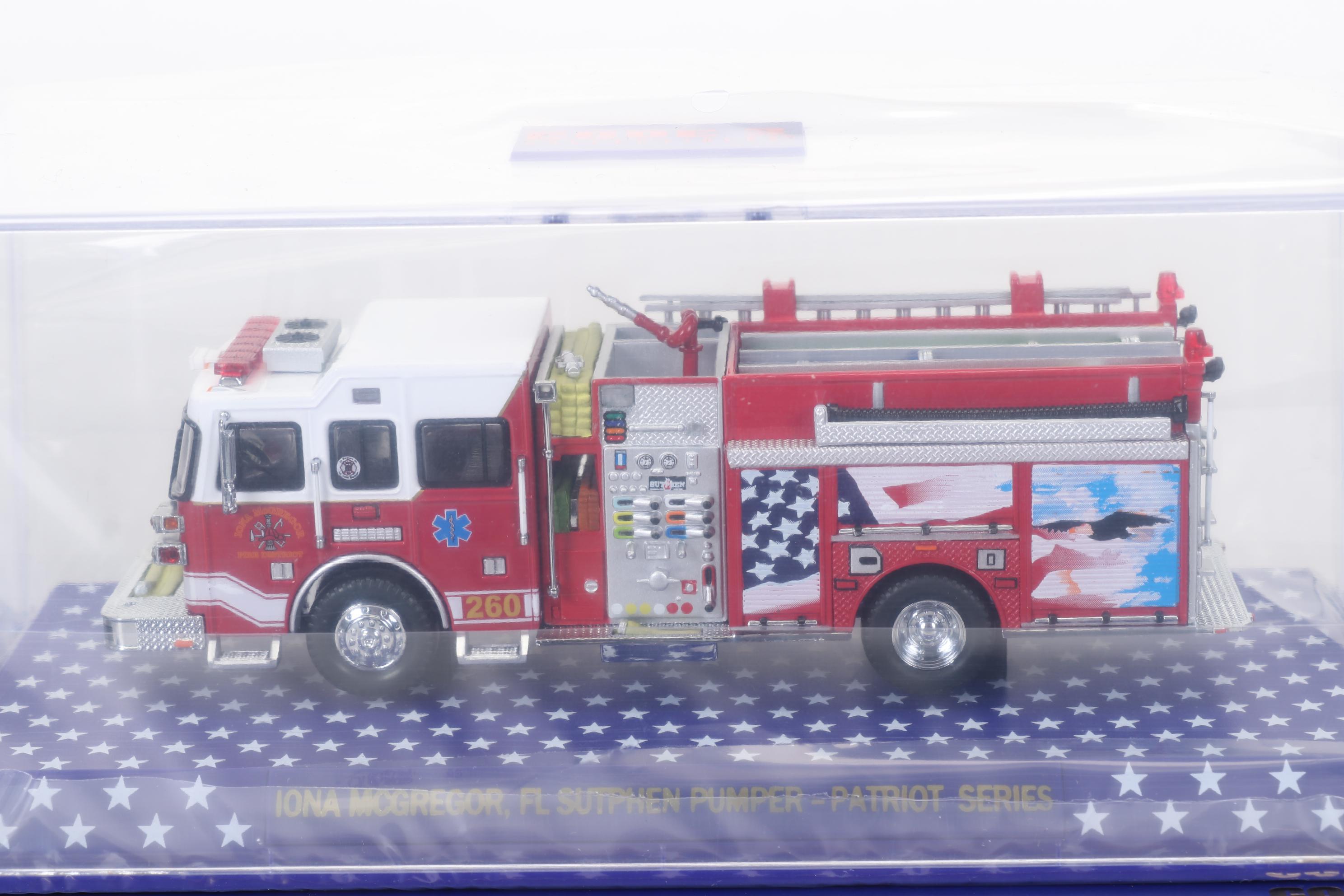 Four Code 3 Limited Edition Die Cast 1/64 Scale Fire Trucks, 21st Century