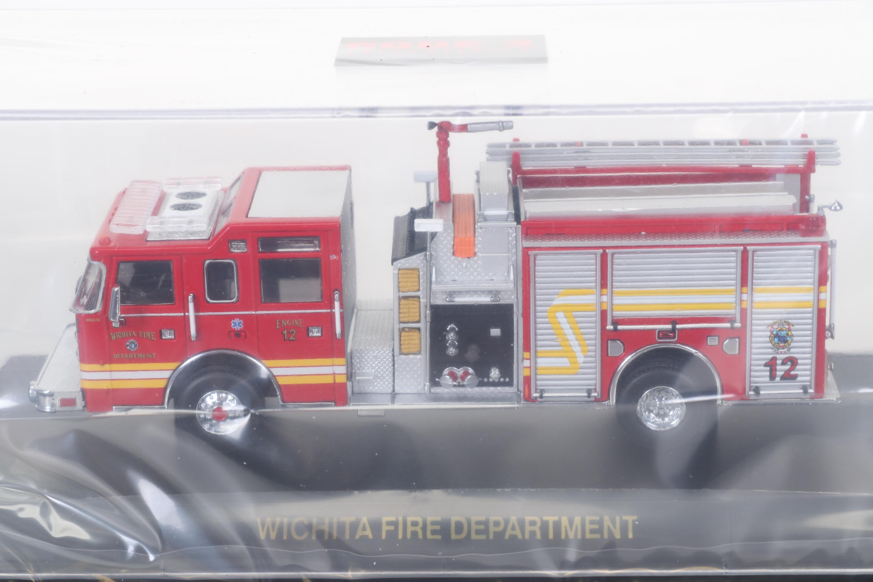 Six Code 3 Limited Edition Die Cast 1/64 Scale Fire Trucks, 21st Century