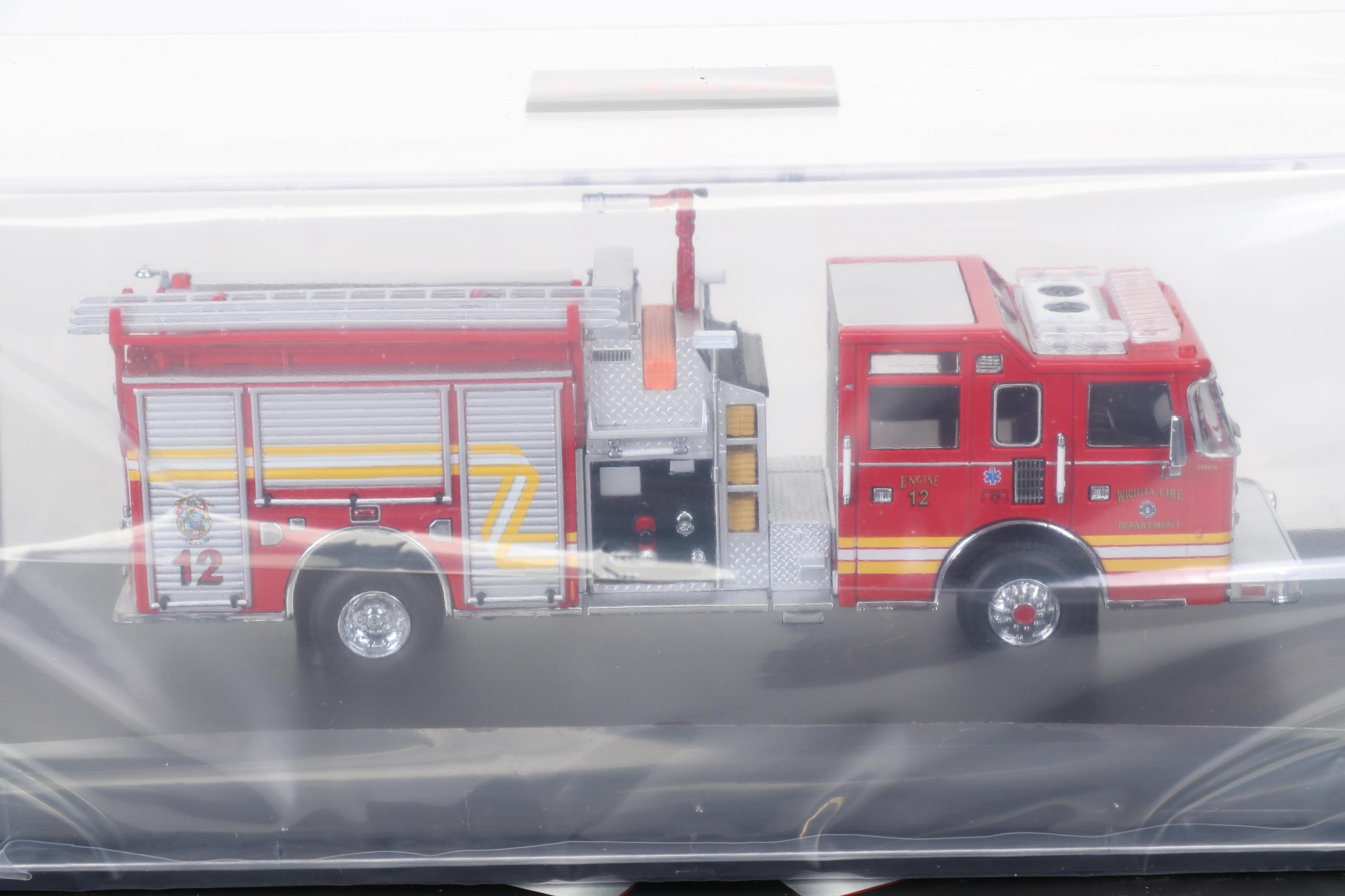 Six Code 3 Limited Edition Die Cast 1/64 Scale Fire Trucks, 21st Century