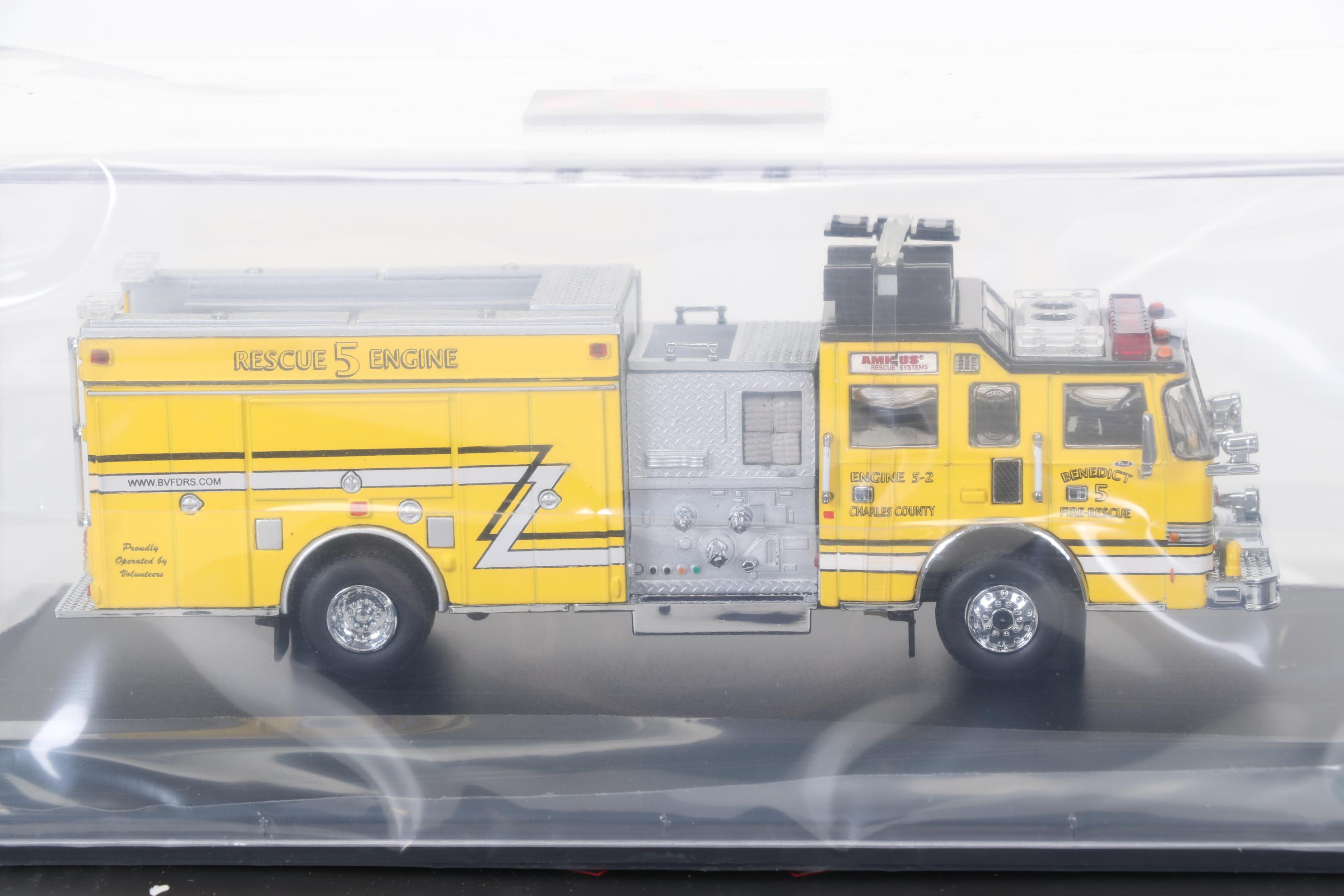 Six Code 3 Limited Edition Die Cast 1/64 Scale Fire Trucks, 21st Century