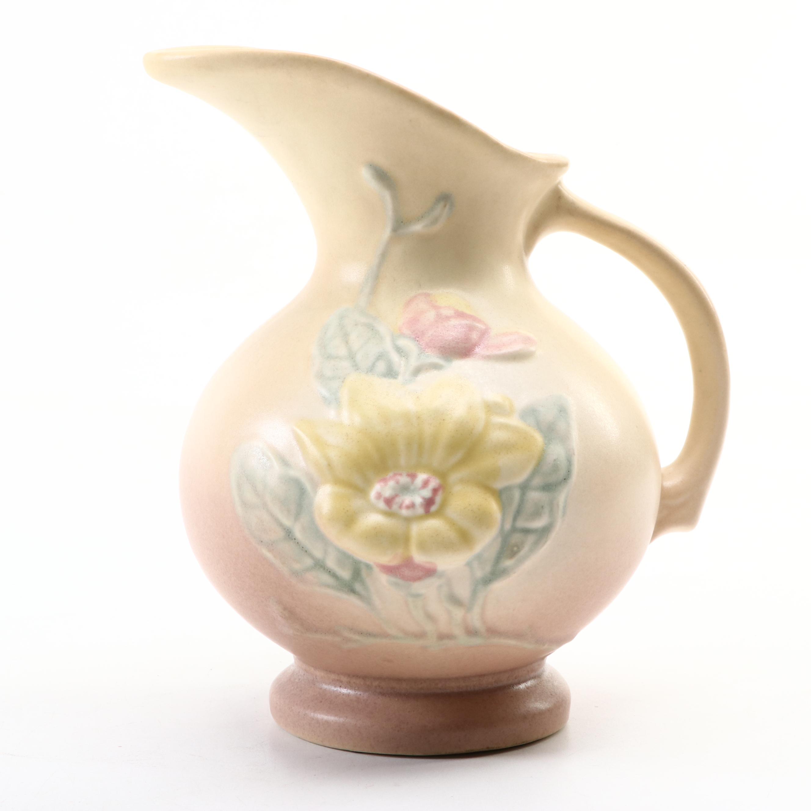 Roseville Pottery "Blue Magnolia" Vase and Hull Pitcher, Mid-20th Century