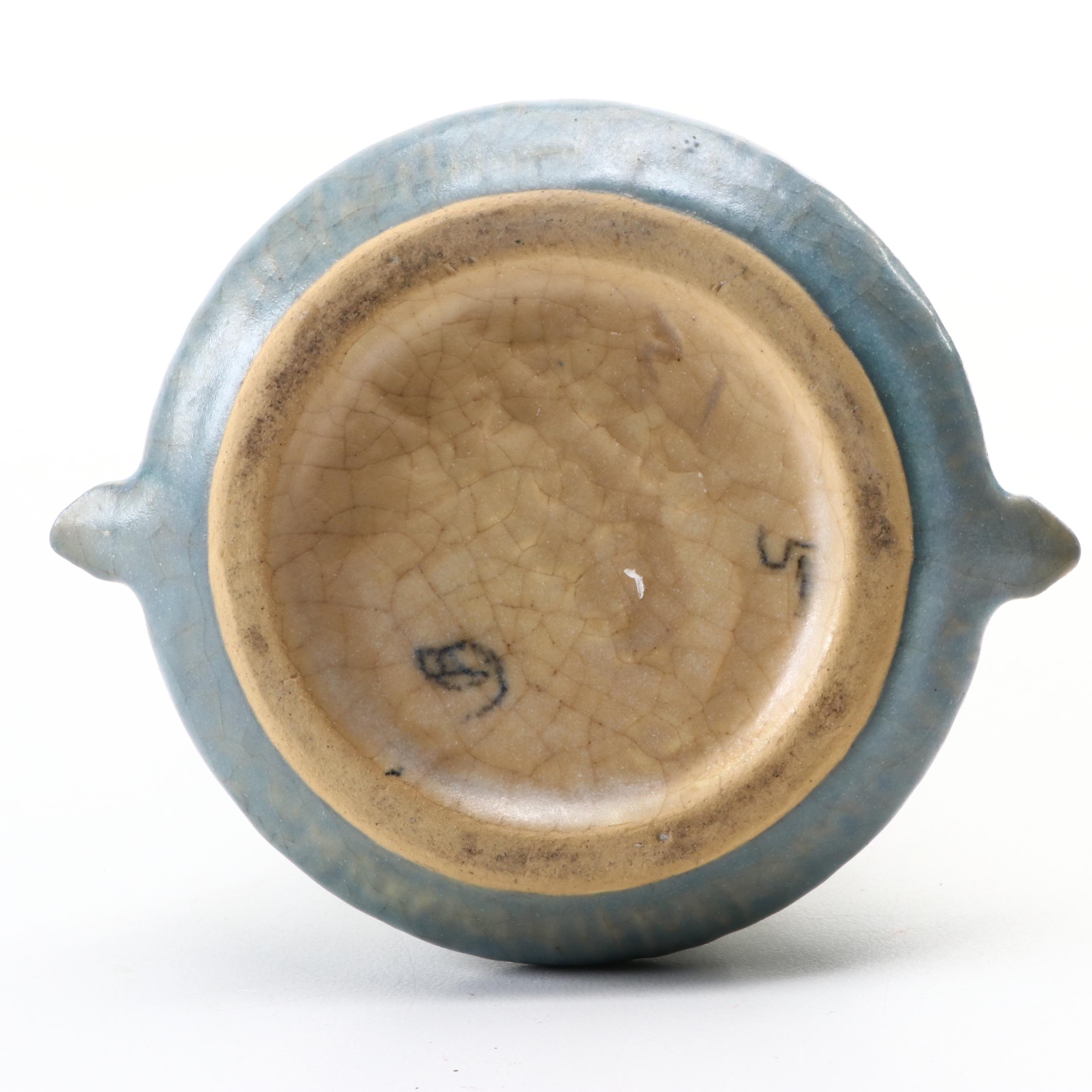 Roseville Pottery "Blue Magnolia" Vase and Hull Pitcher, Mid-20th Century