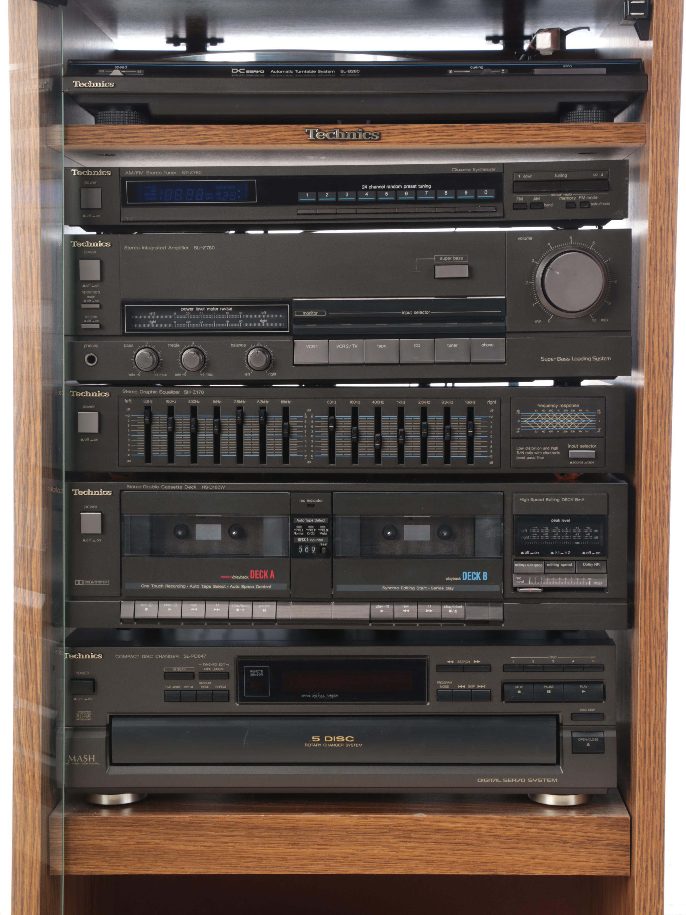 Technics Hi-Fi System in Cabinet with Floor Speakers