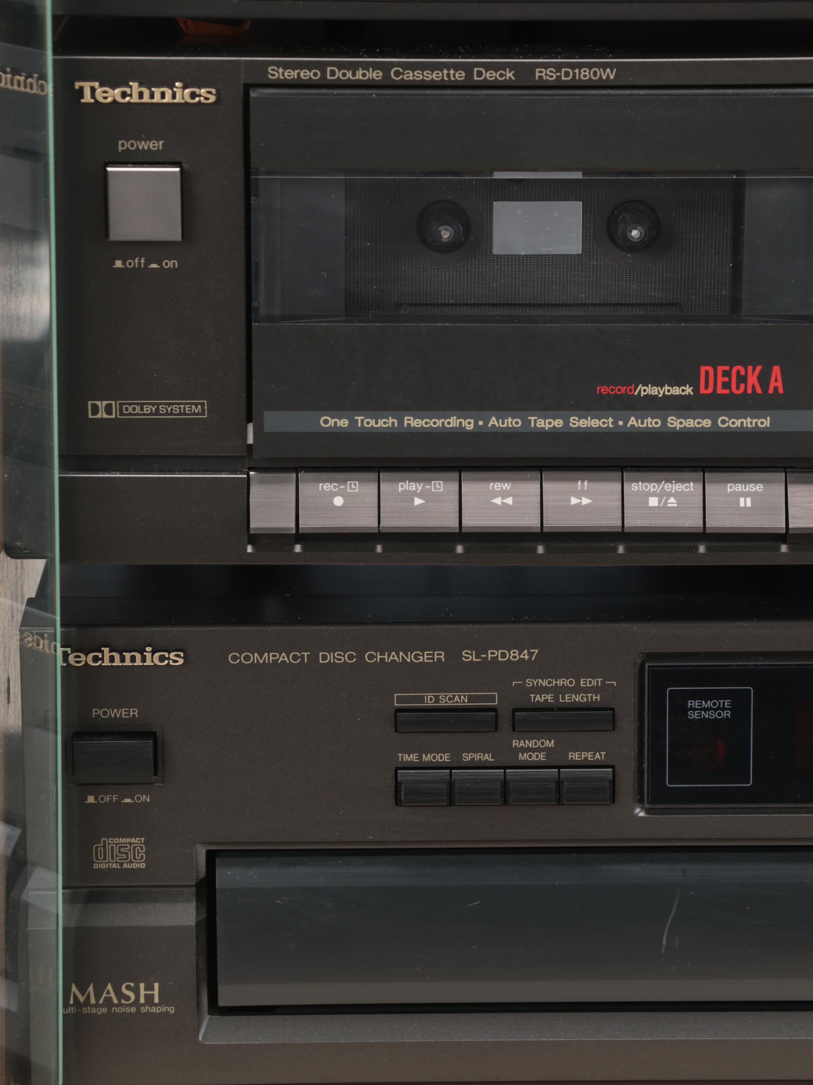 Technics Hi-Fi System in Cabinet with Floor Speakers