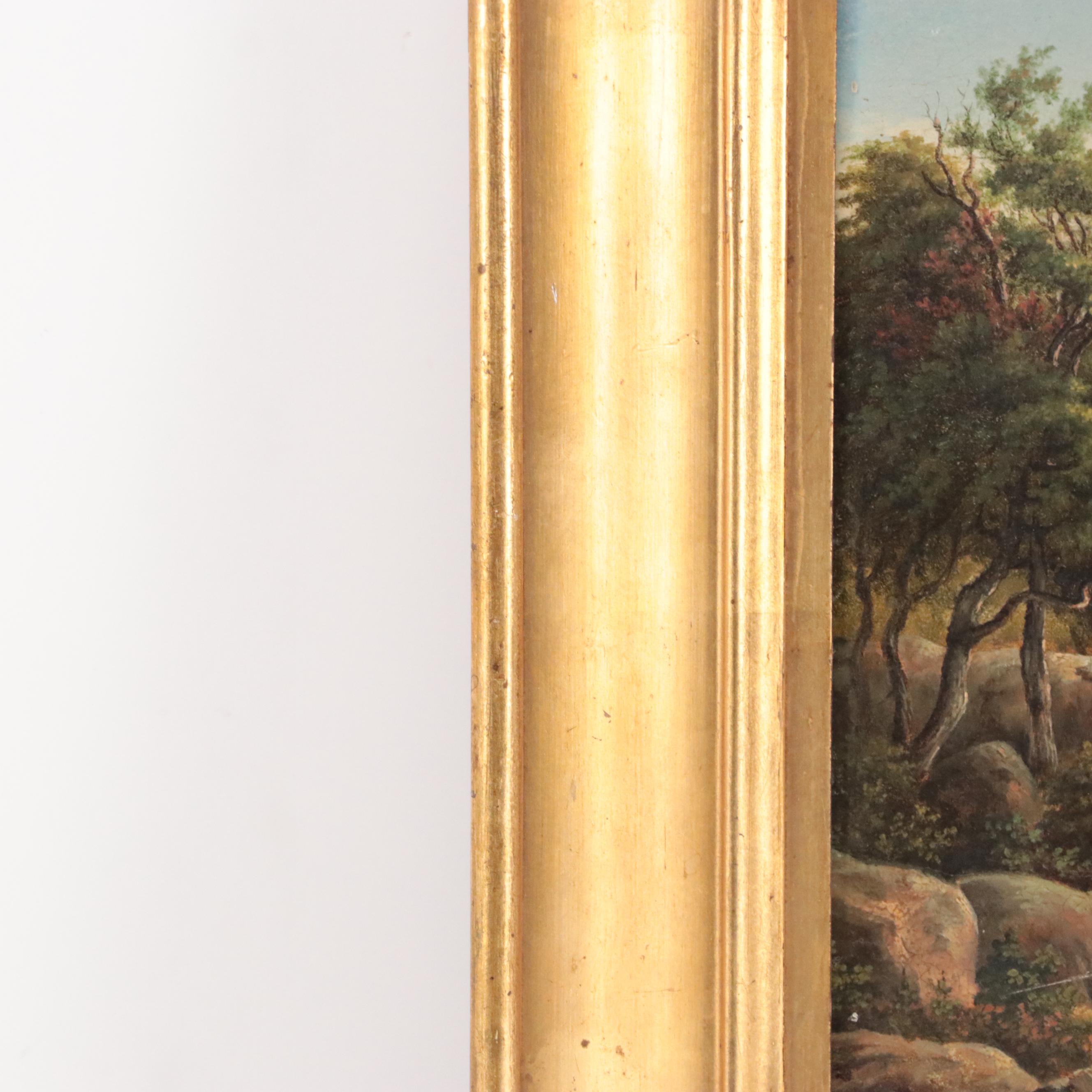 Oil Painting of Rural Mountain Landscape with Farm