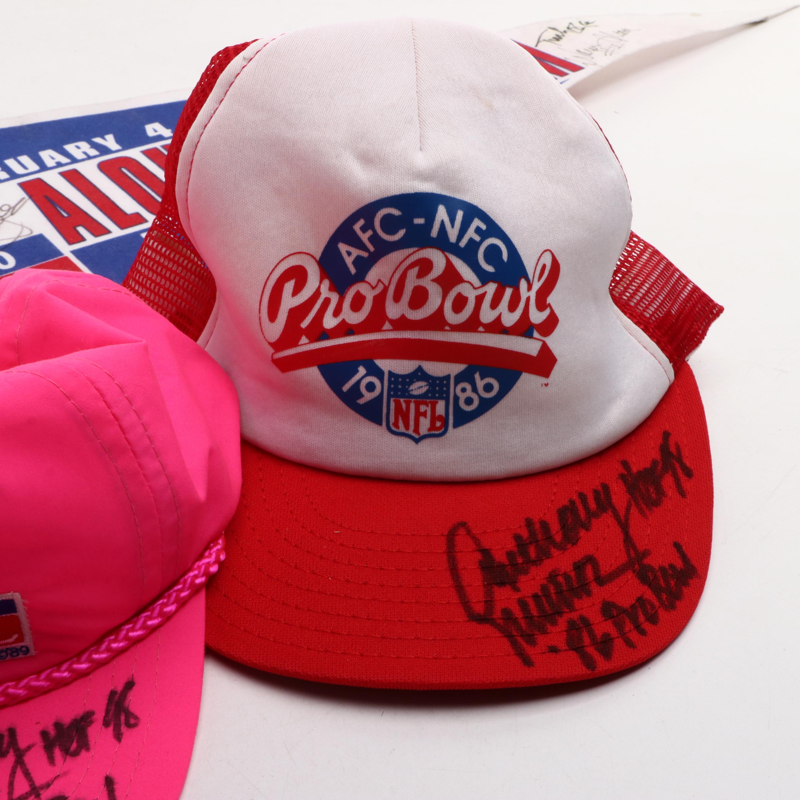 Anthony Muñoz Signed Pro Bowl Hats and Pennant with More