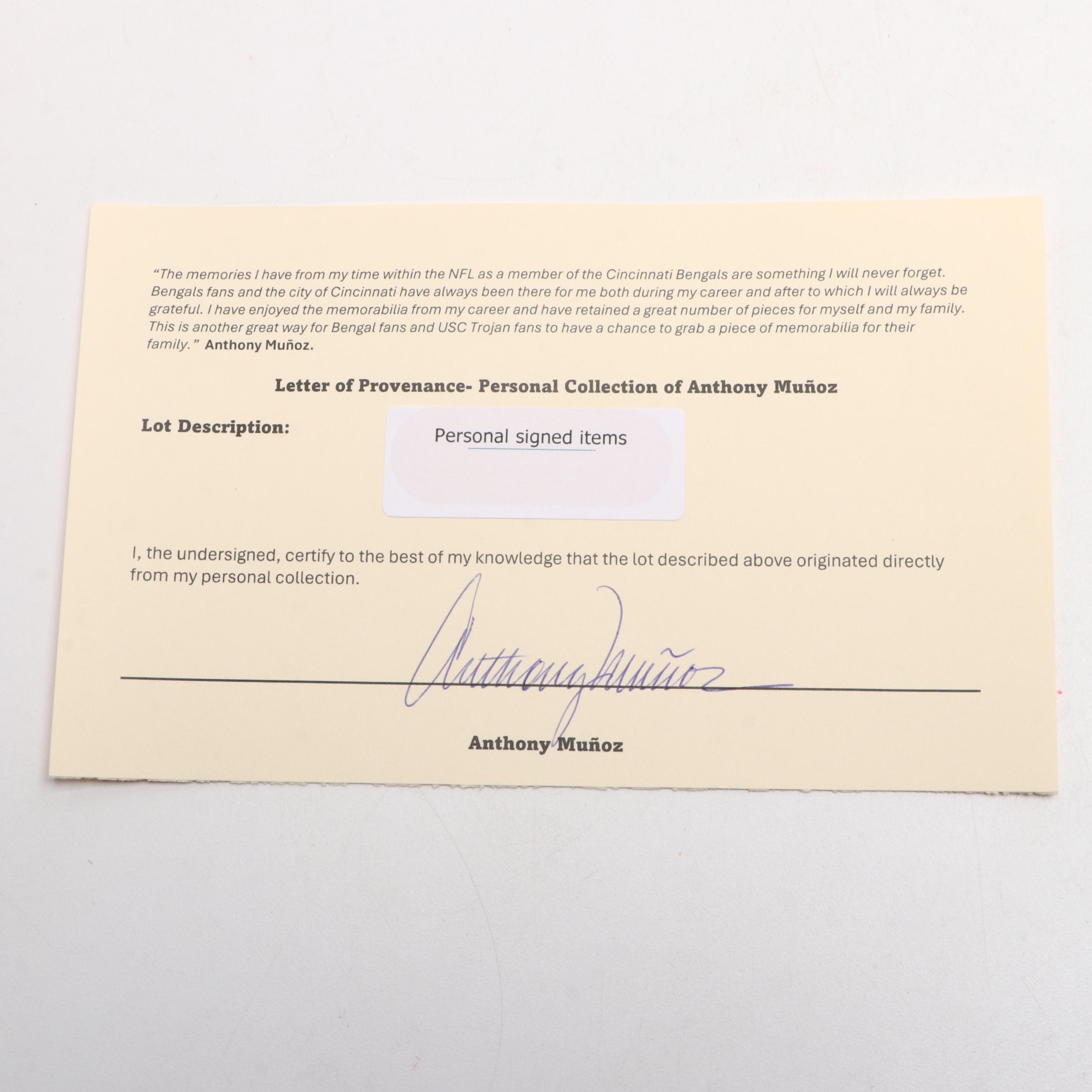 Anthony Muñoz Signed Pro Bowl Hats and Pennant with More