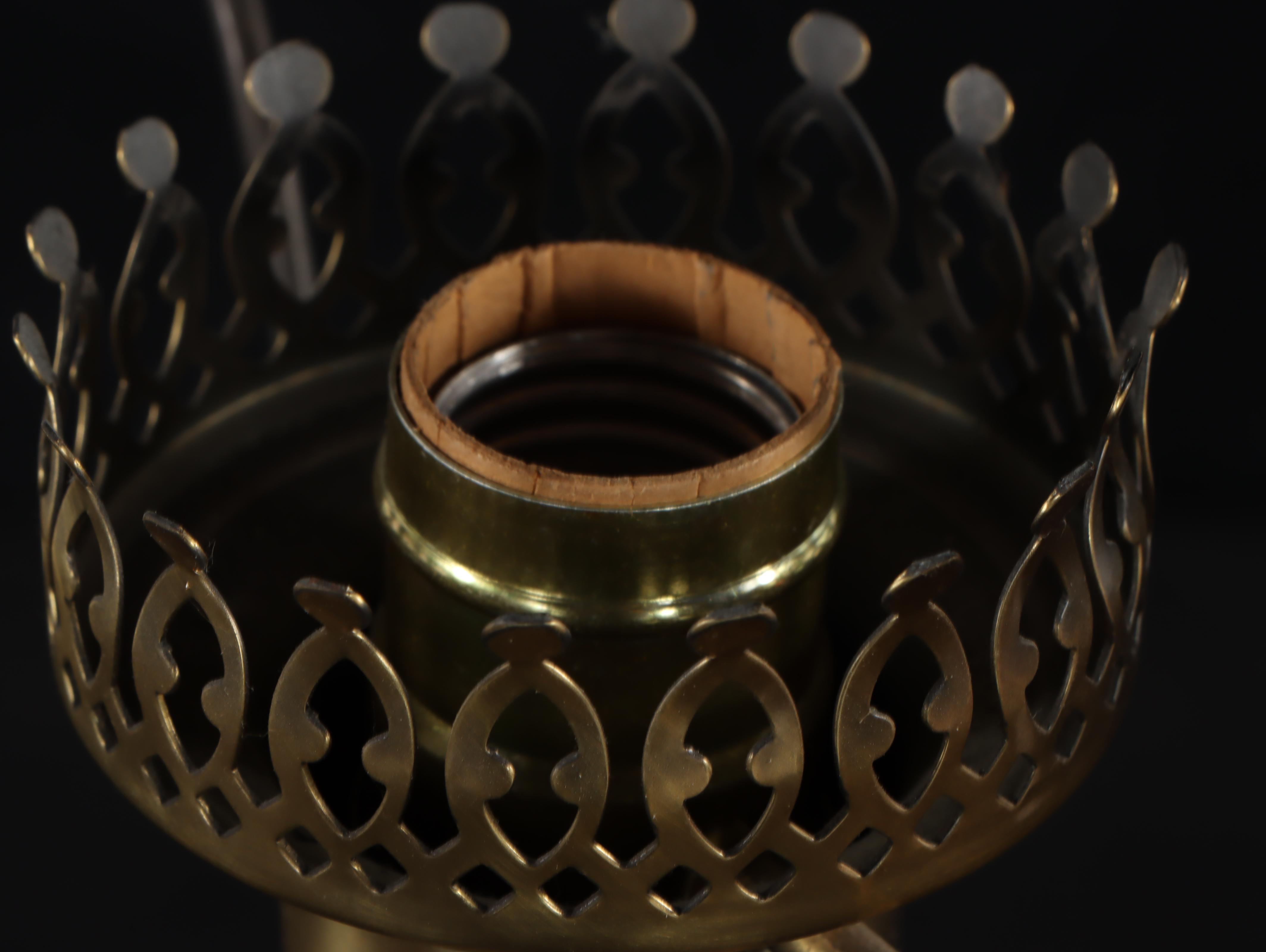 Fenton Rubina Verde Hand-Painted Glass Oil Lamp Style Table Lamp