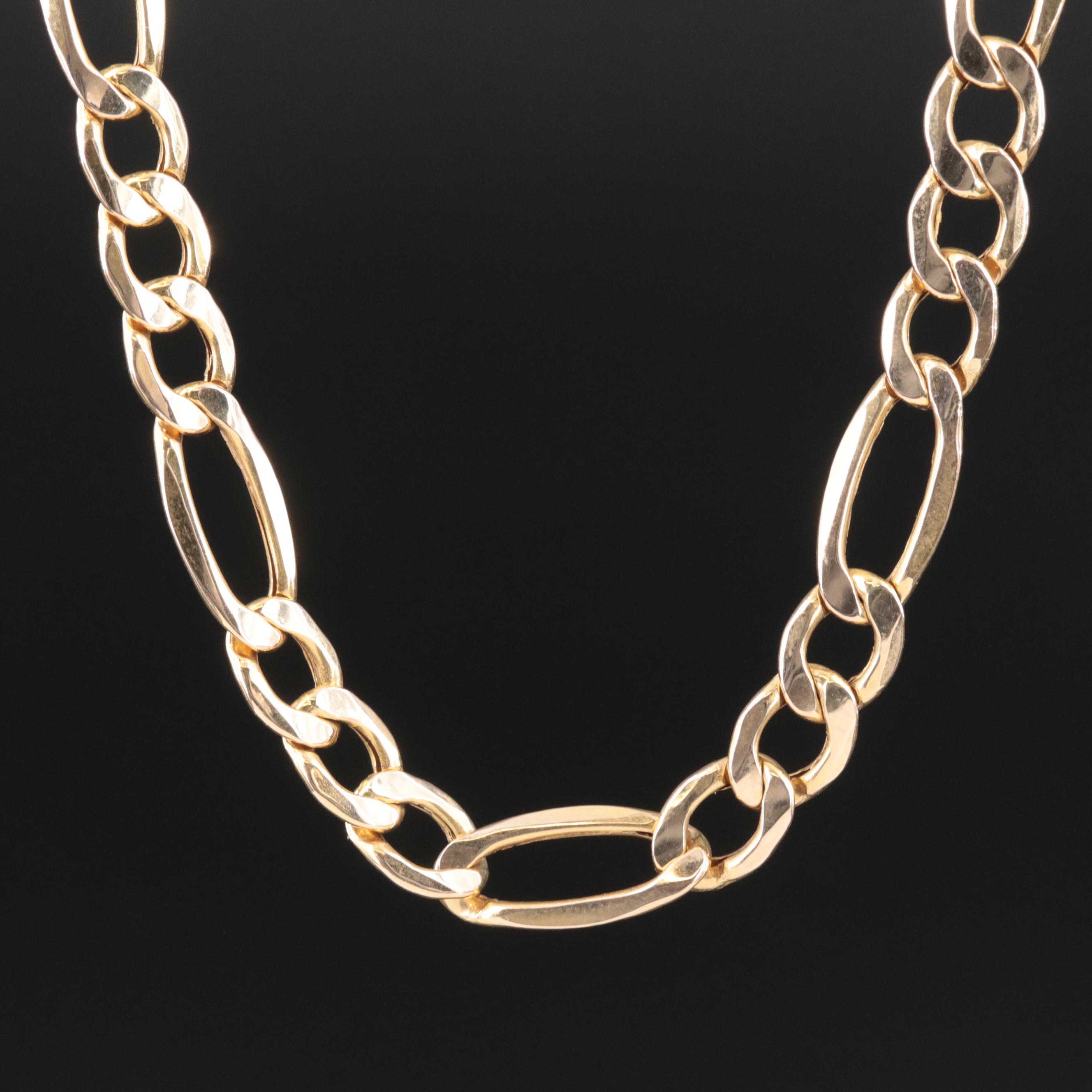 Italian 10K Figaro Chain Necklace