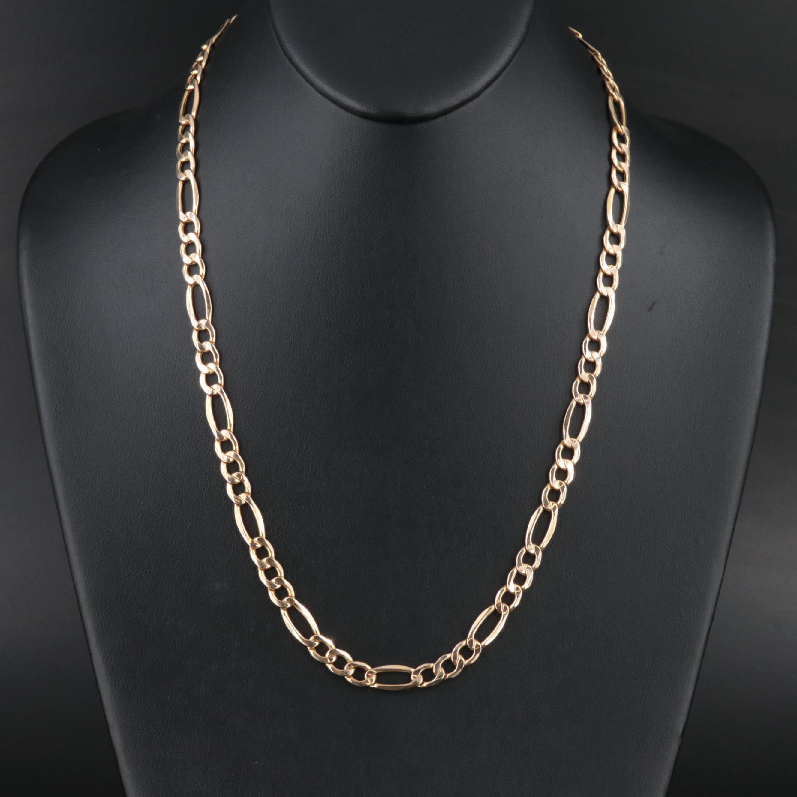 Italian 10K Figaro Chain Necklace