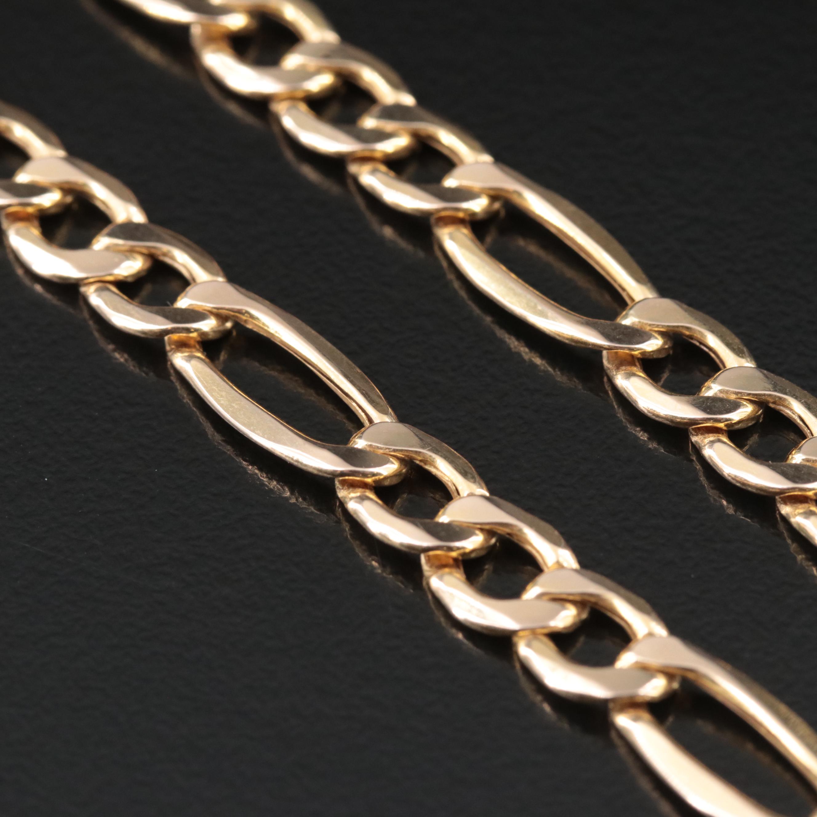 Italian 10K Figaro Chain Necklace