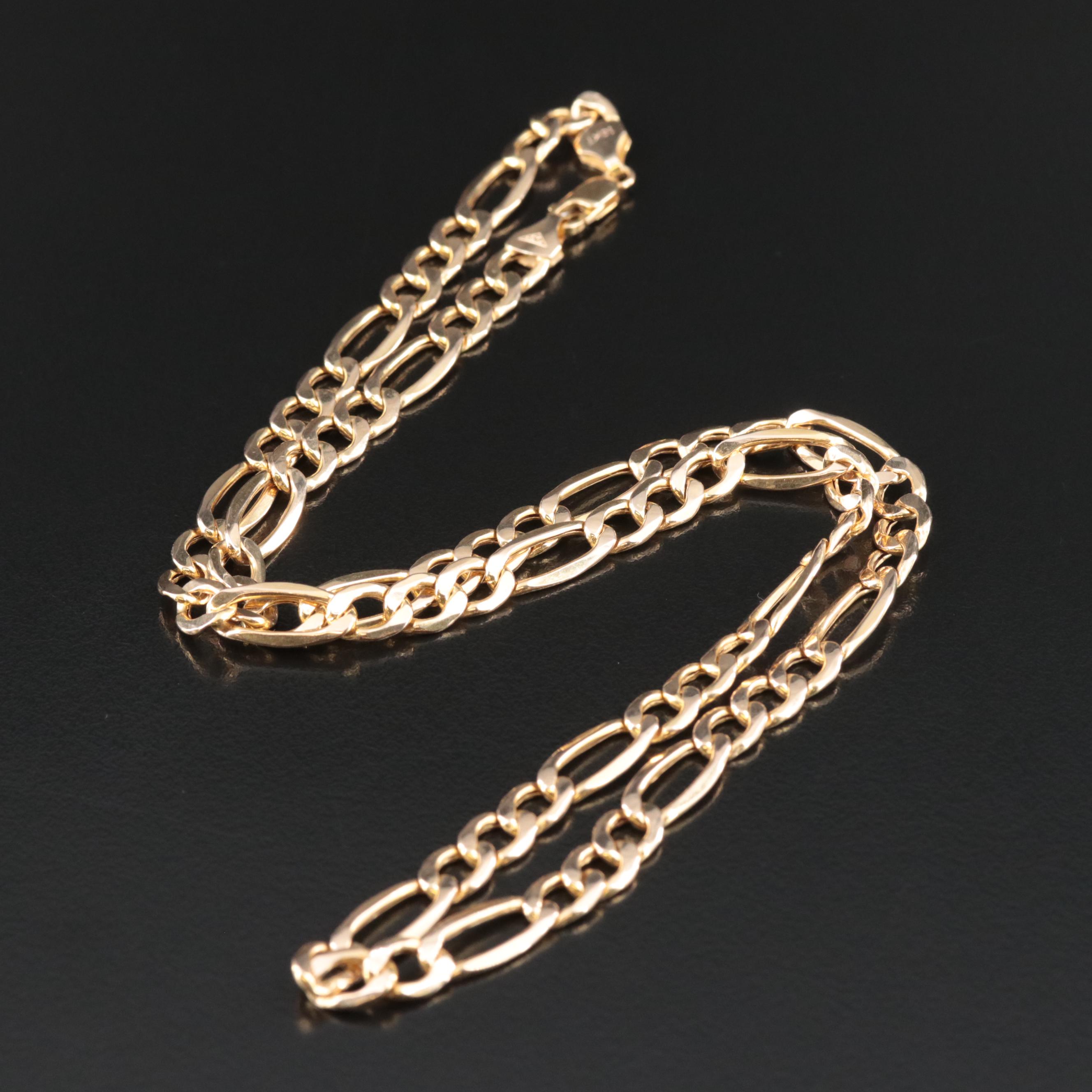 Italian 10K Figaro Chain Necklace
