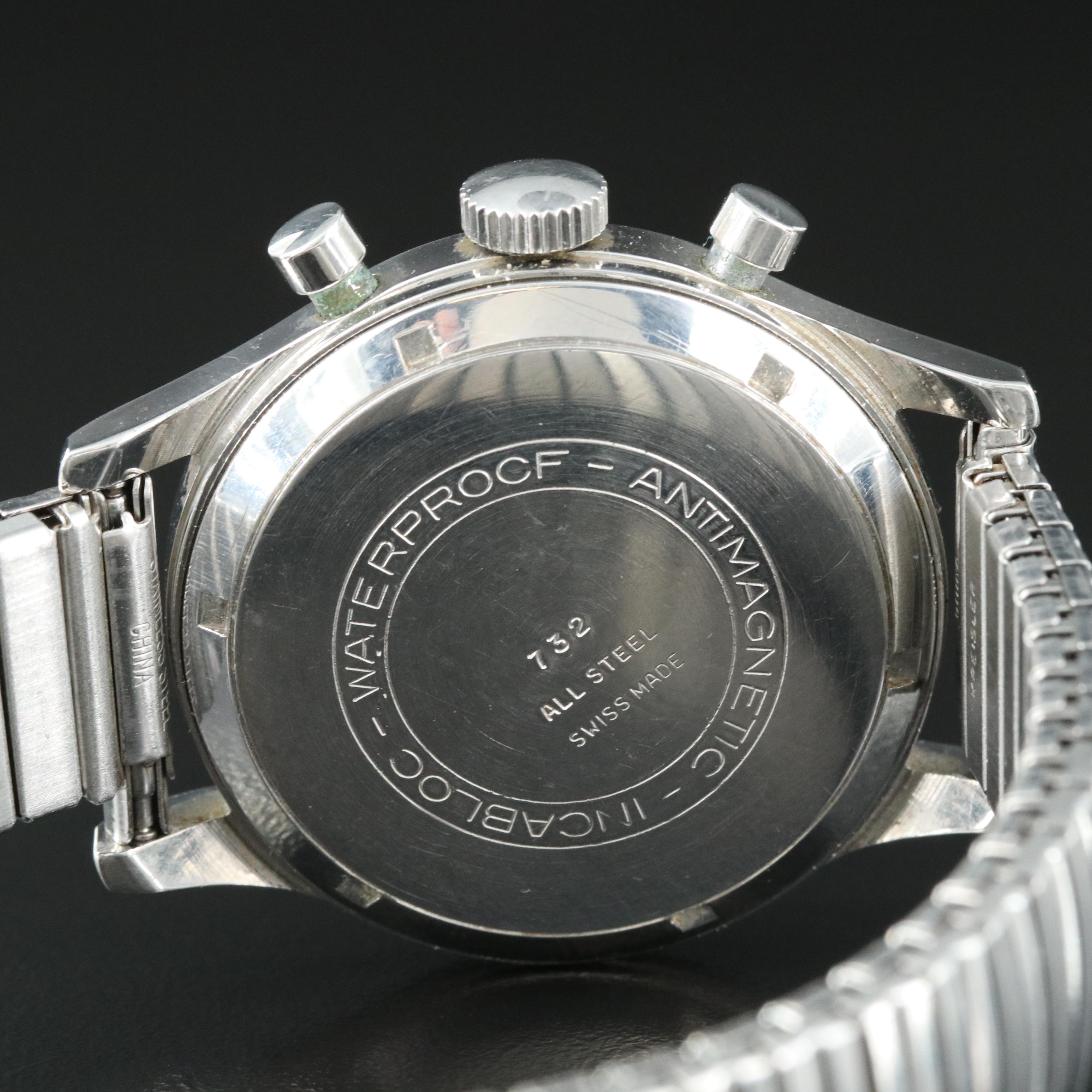 Vintage Wakmann Chronograph Stainless Steel Watch