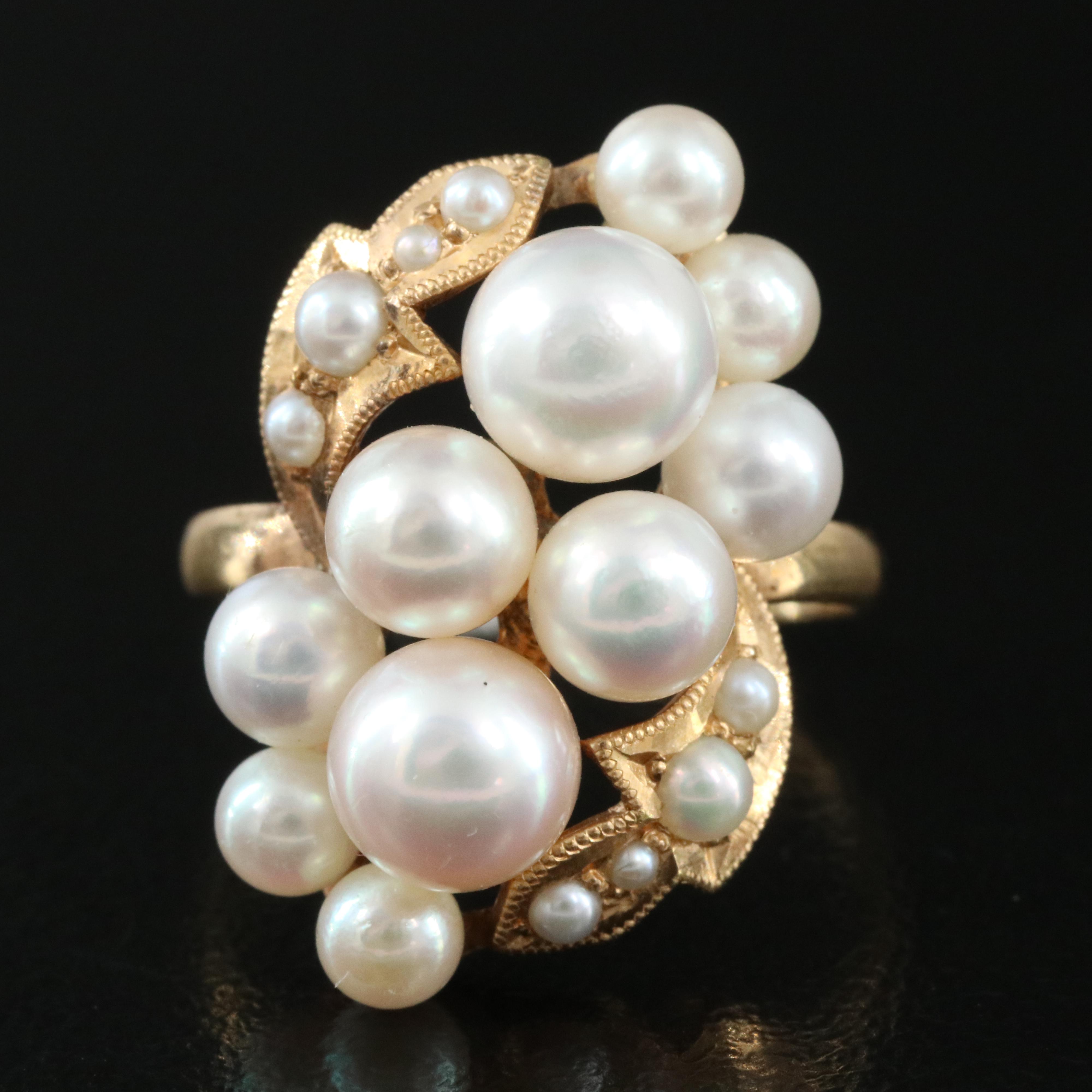 18K Pearl Cluster Ring