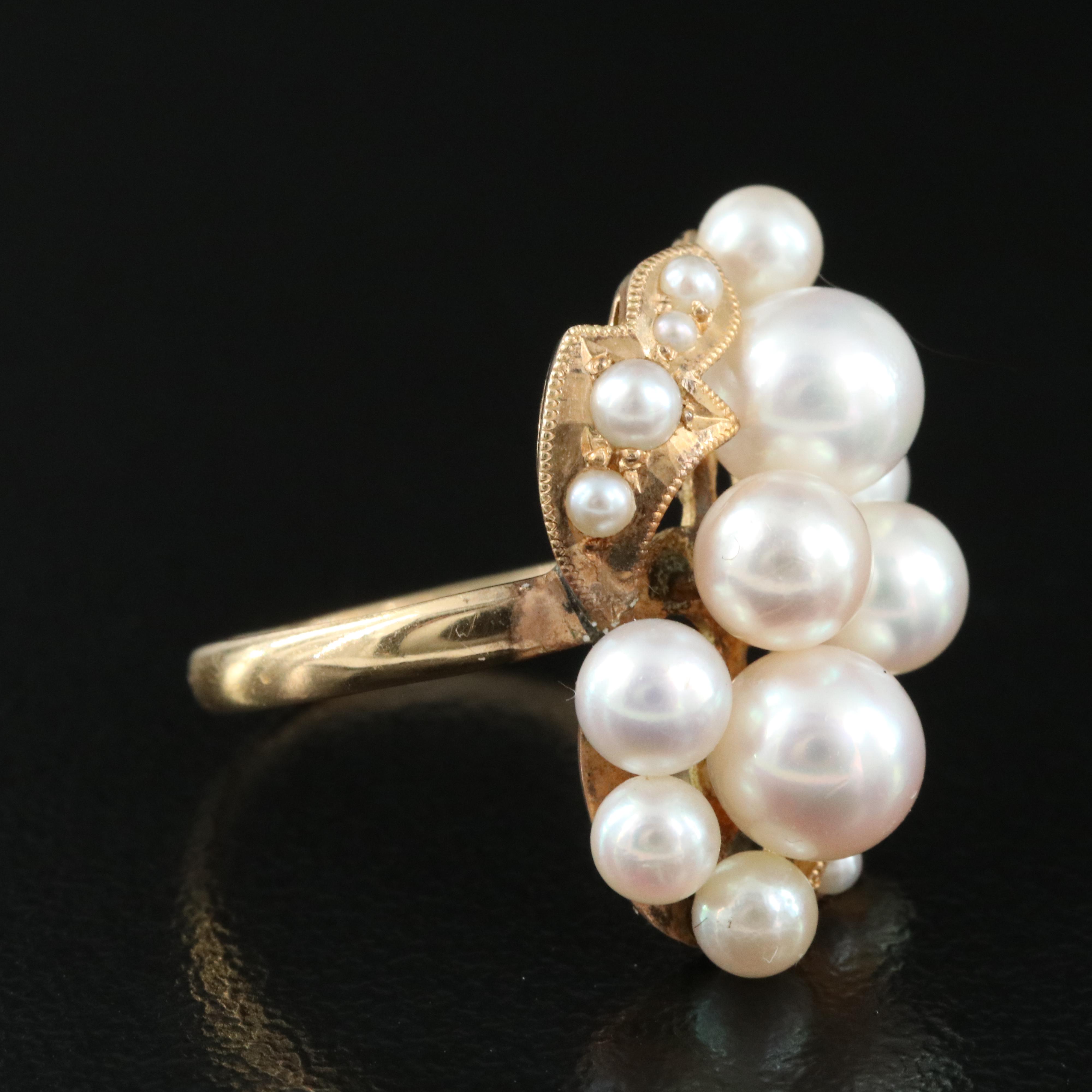 18K Pearl Cluster Ring
