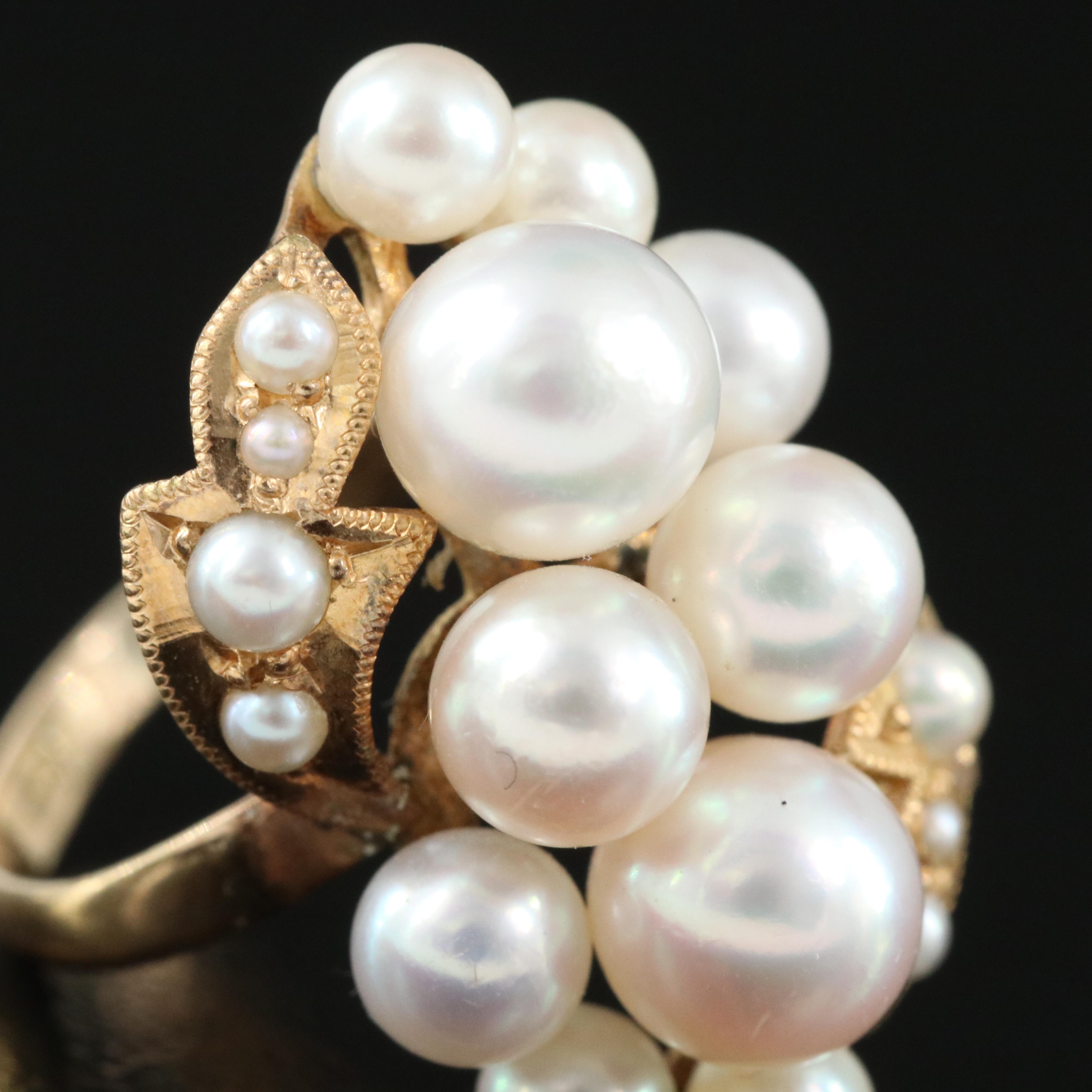 18K Pearl Cluster Ring
