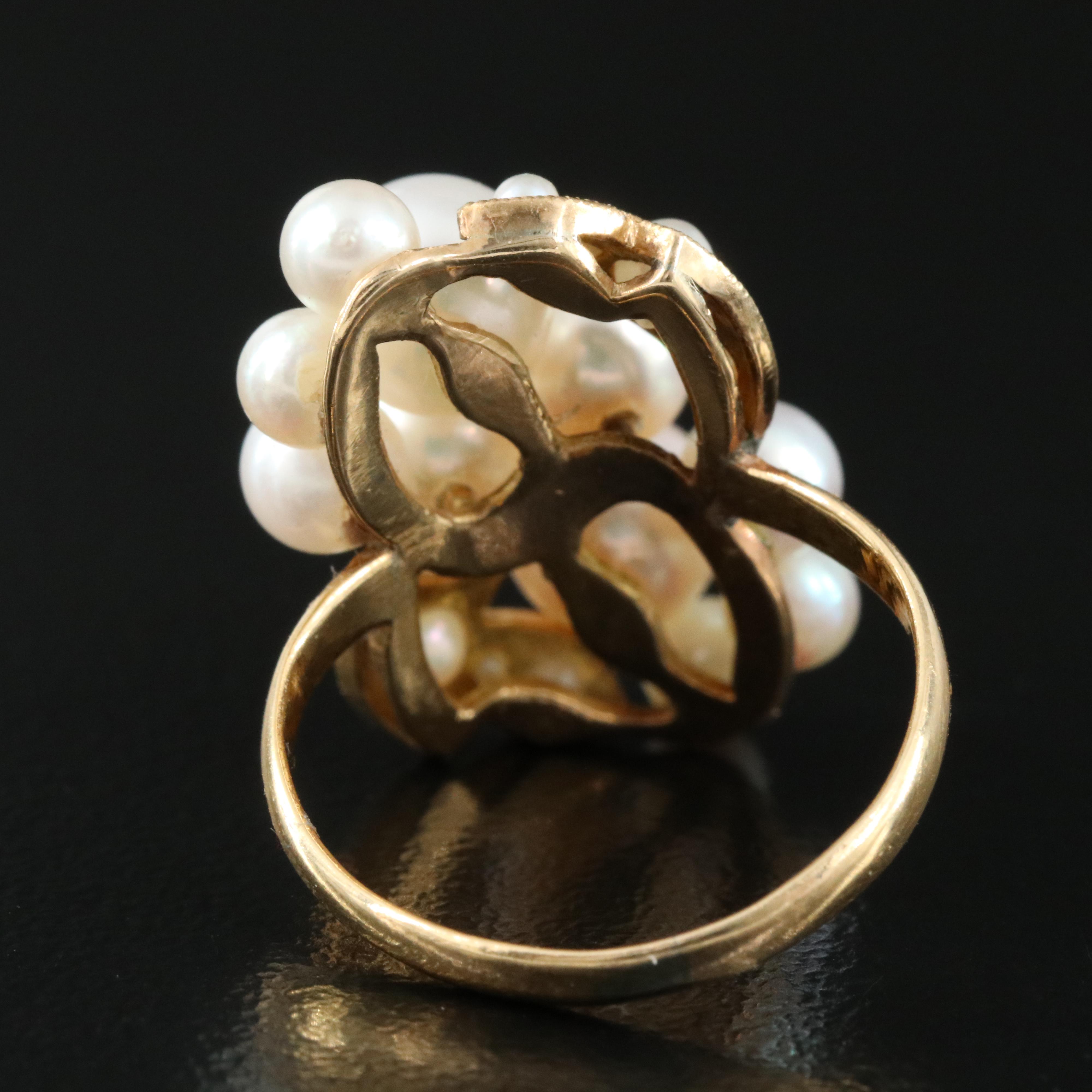 18K Pearl Cluster Ring