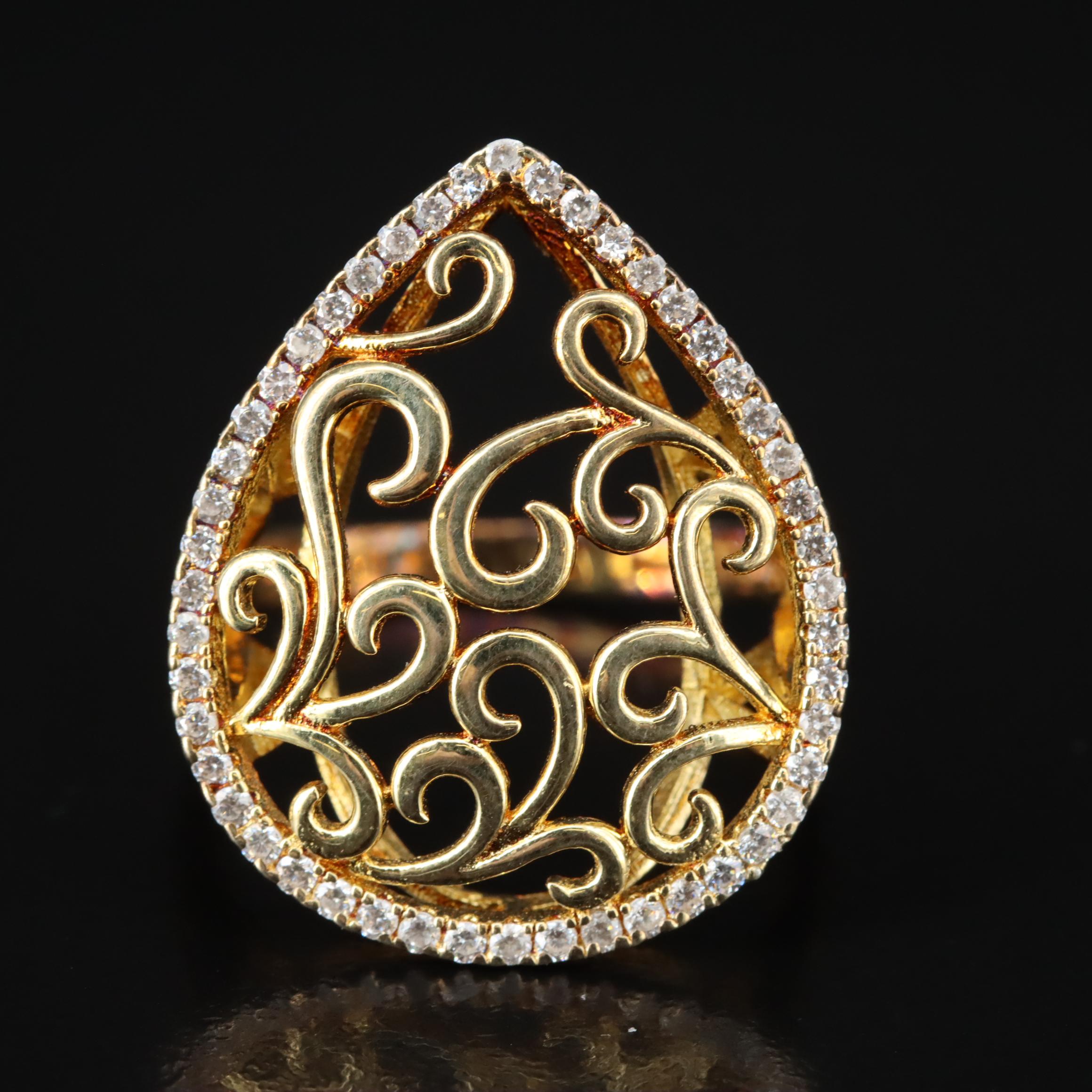 Sterling CZ Scroll Ring