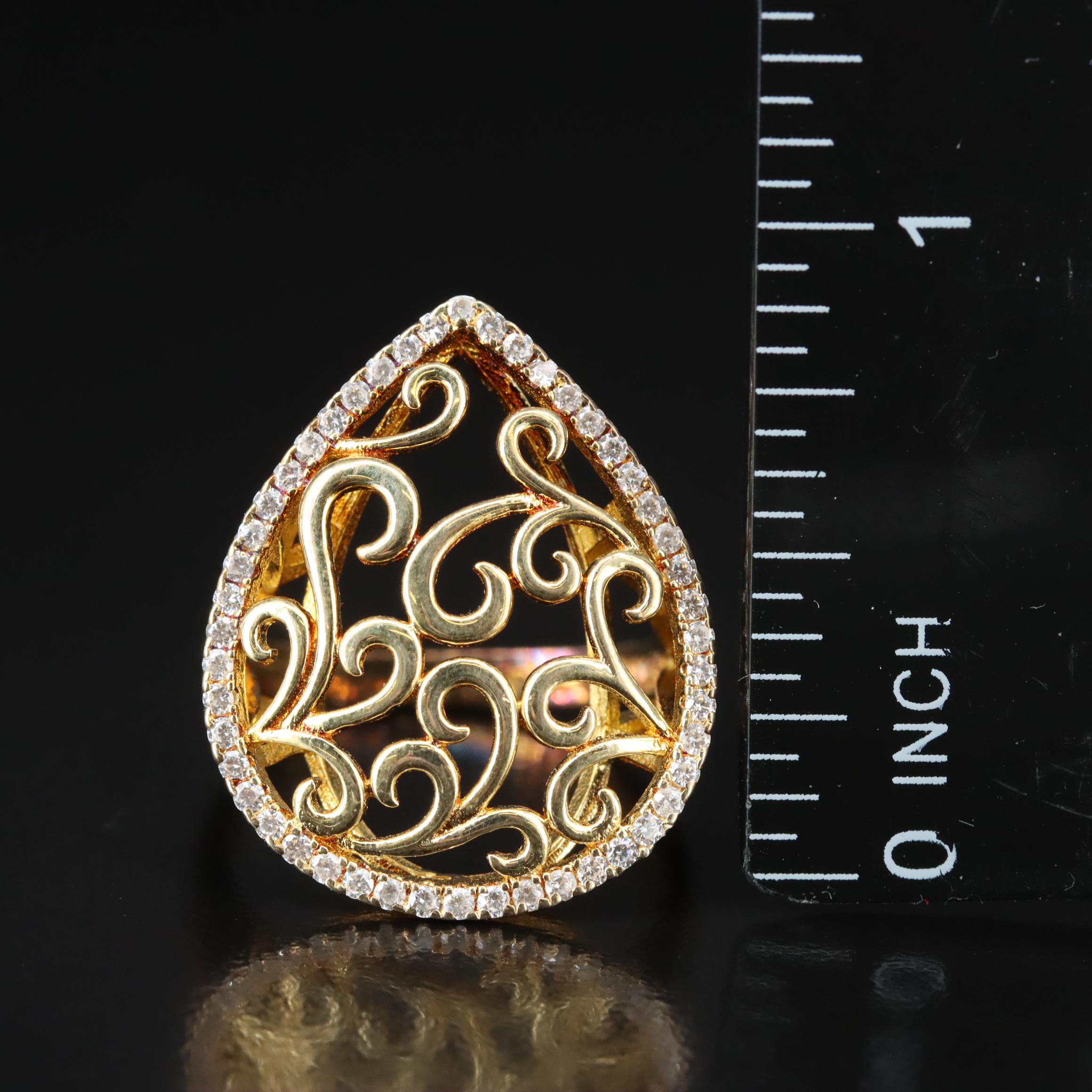 Sterling CZ Scroll Ring