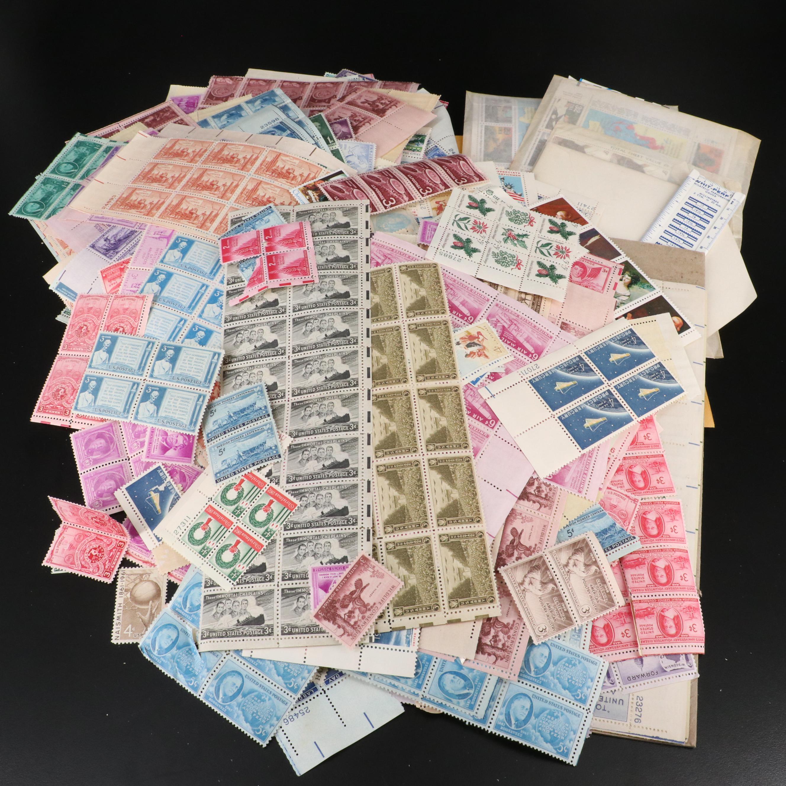 Assortment of U.S. Postage Stamps, 1940s and 1950s