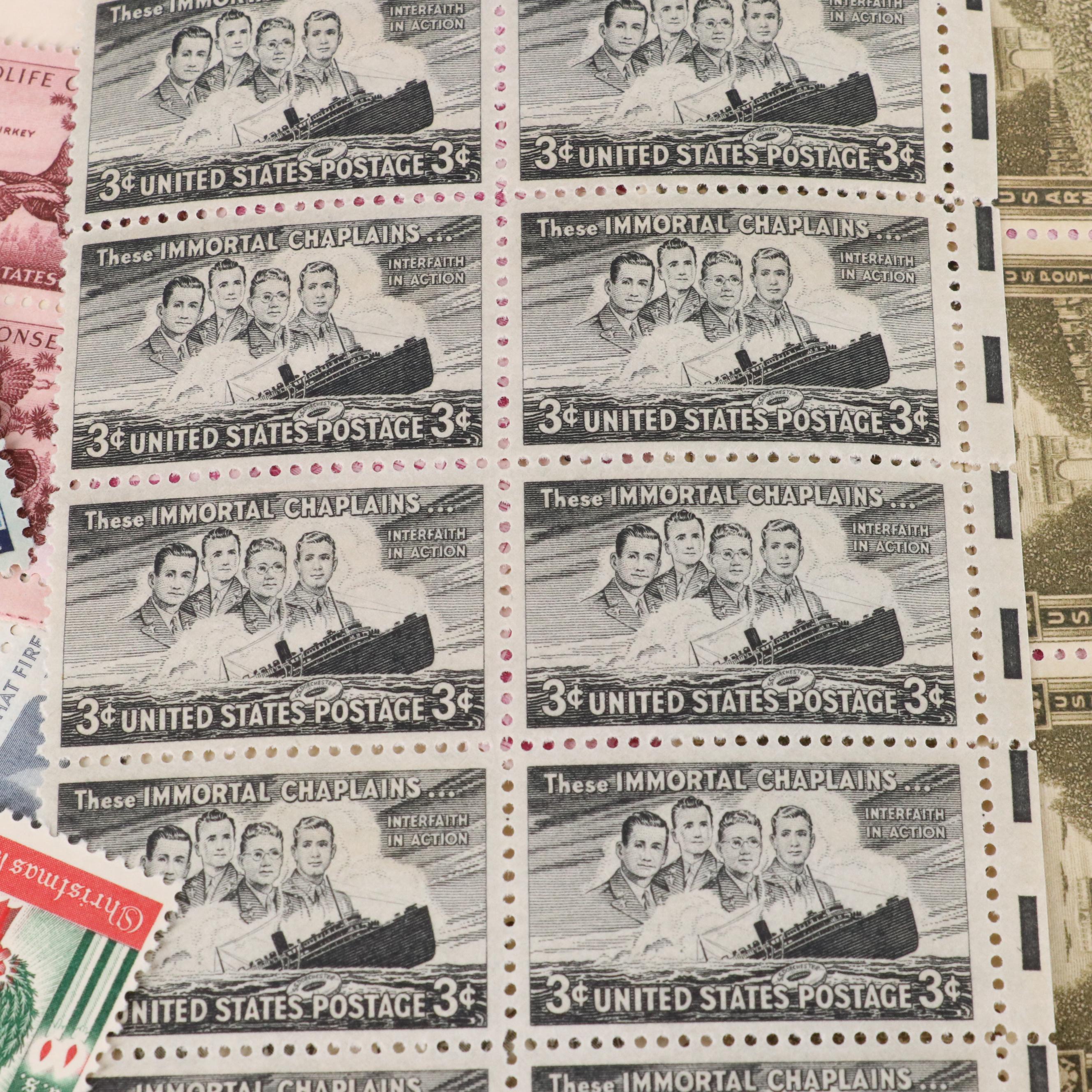 Assortment of U.S. Postage Stamps, 1940s and 1950s