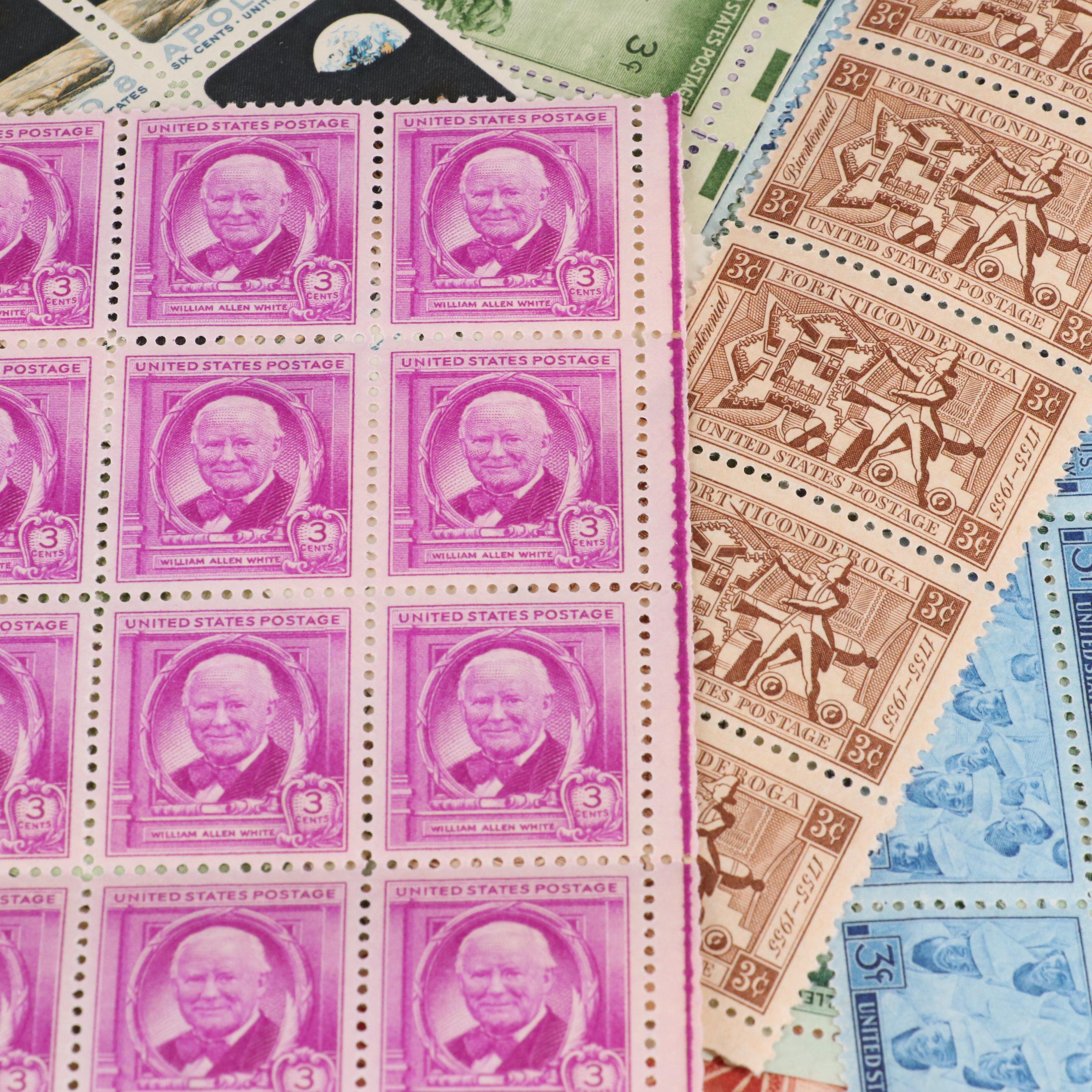 Assortment of U.S. Postage Stamps, 1940s and 1950s