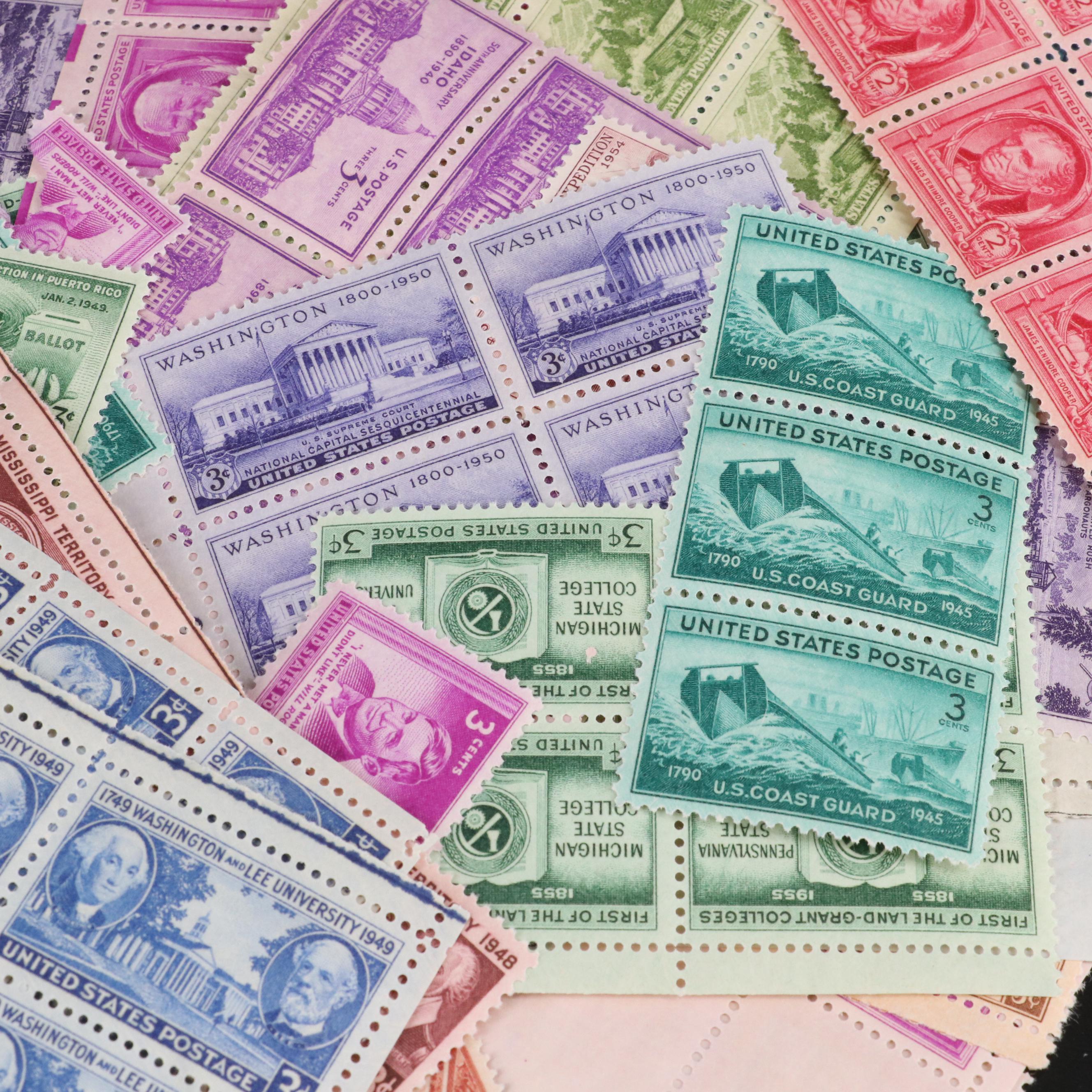 Assortment of U.S. Postage Stamps, 1940s and 1950s