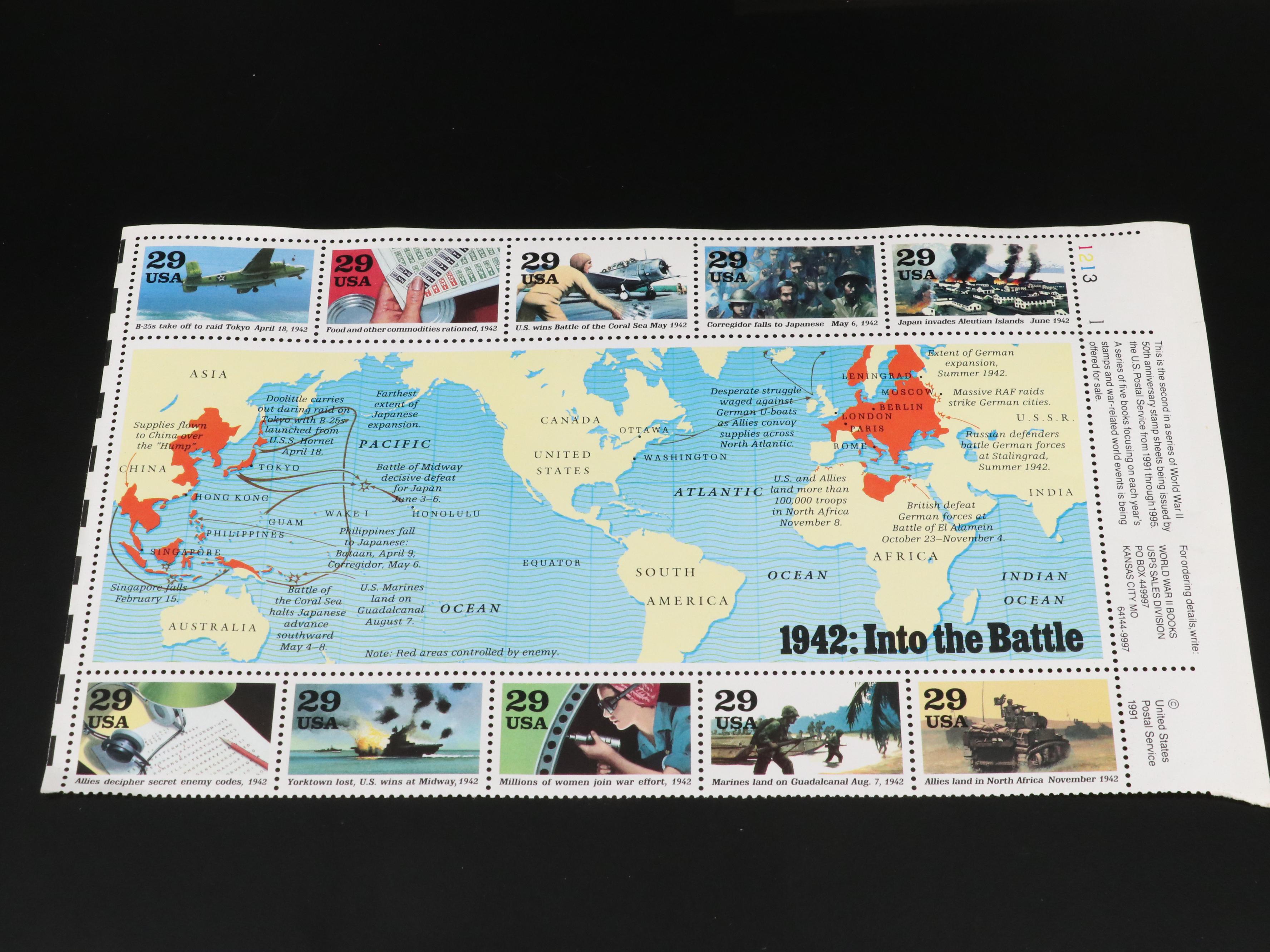 Assortment of U.S. Postage Stamps, 1940s and 1950s