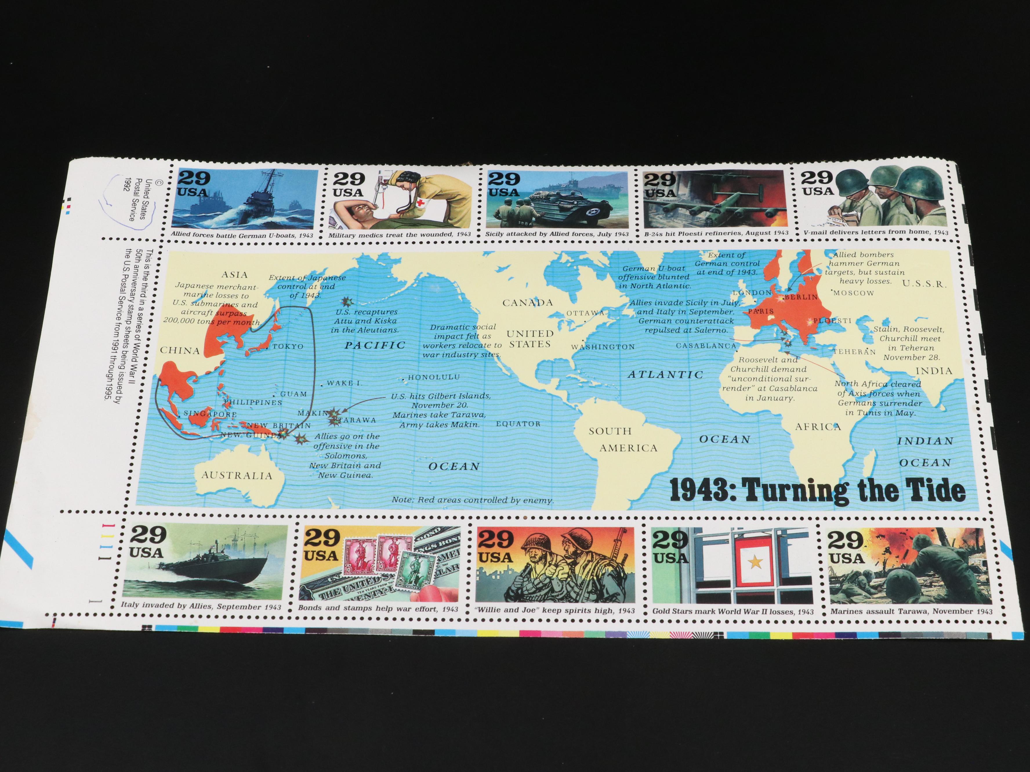 Assortment of U.S. Postage Stamps, 1940s and 1950s